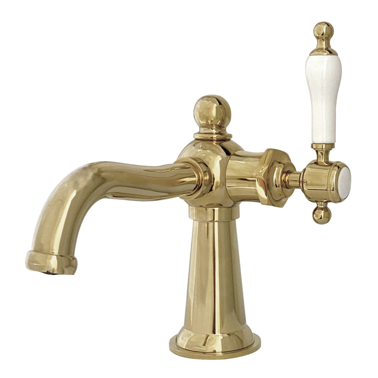 Kingston Heirloom KS154KLPB - Nautical One-Handle 1-Hole Bathroom Faucet with Push Pop-Up Drain, Polished Brass