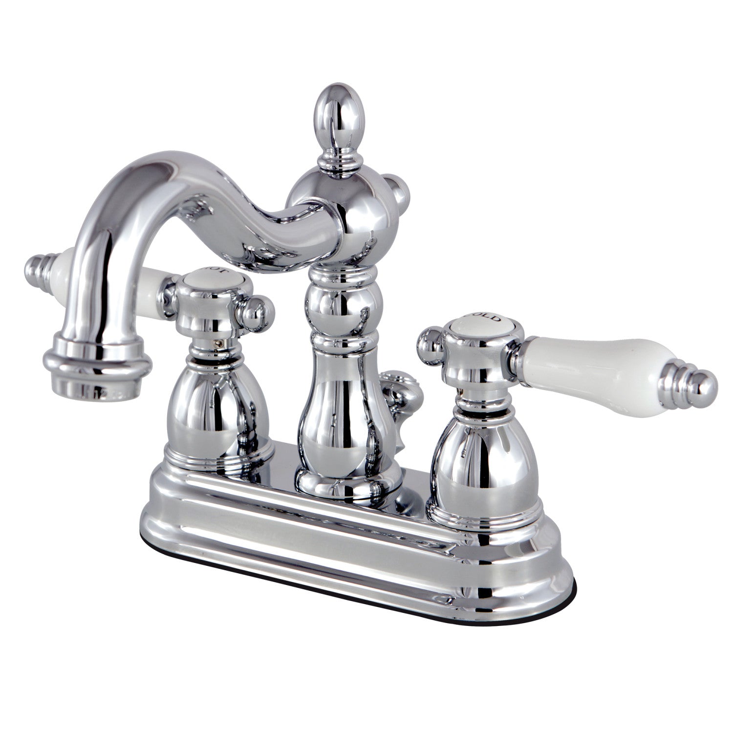 Kingston Heirloom KS1601BPL - Bel-Air Double-Handle 3-Hole Deck Mount 4-Inch Centerset Bathroom Faucet with Brass Pop-Up, Polished Chrome