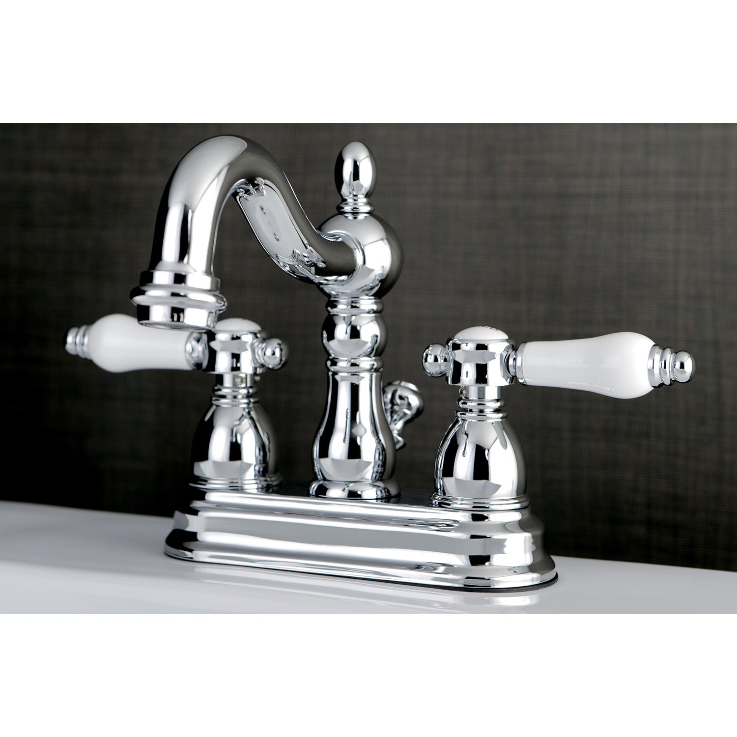 Kingston Heirloom KS1601BPL - Bel-Air Double-Handle 3-Hole Deck Mount 4-Inch Centerset Bathroom Faucet with Brass Pop-Up, Polished Chrome — thumbnail 2