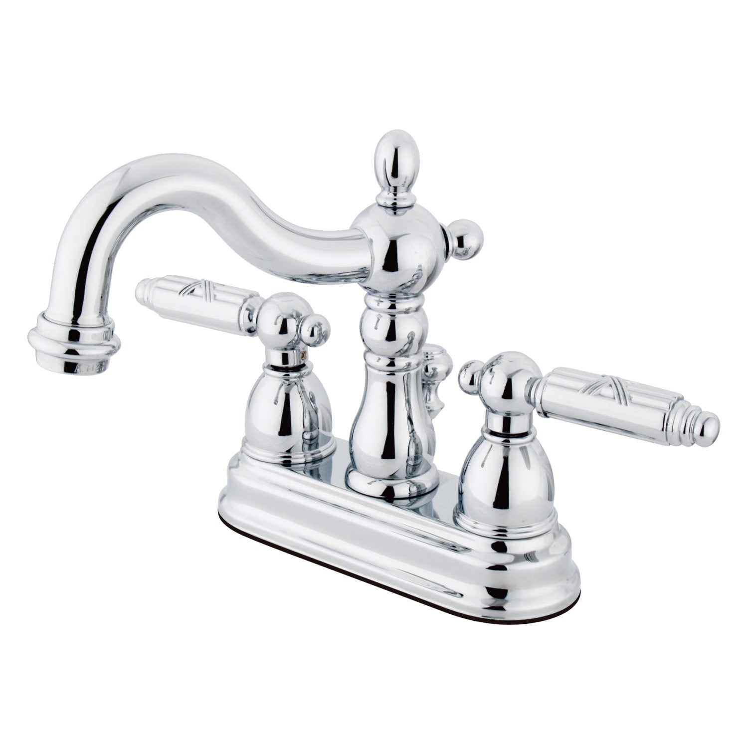 Kingston Heirloom KS1601GL - Heritage Double-Handle 3-Hole Deck Mount 4-Inch Centerset Bathroom Faucet with Brass Pop-Up, Polished Chrome