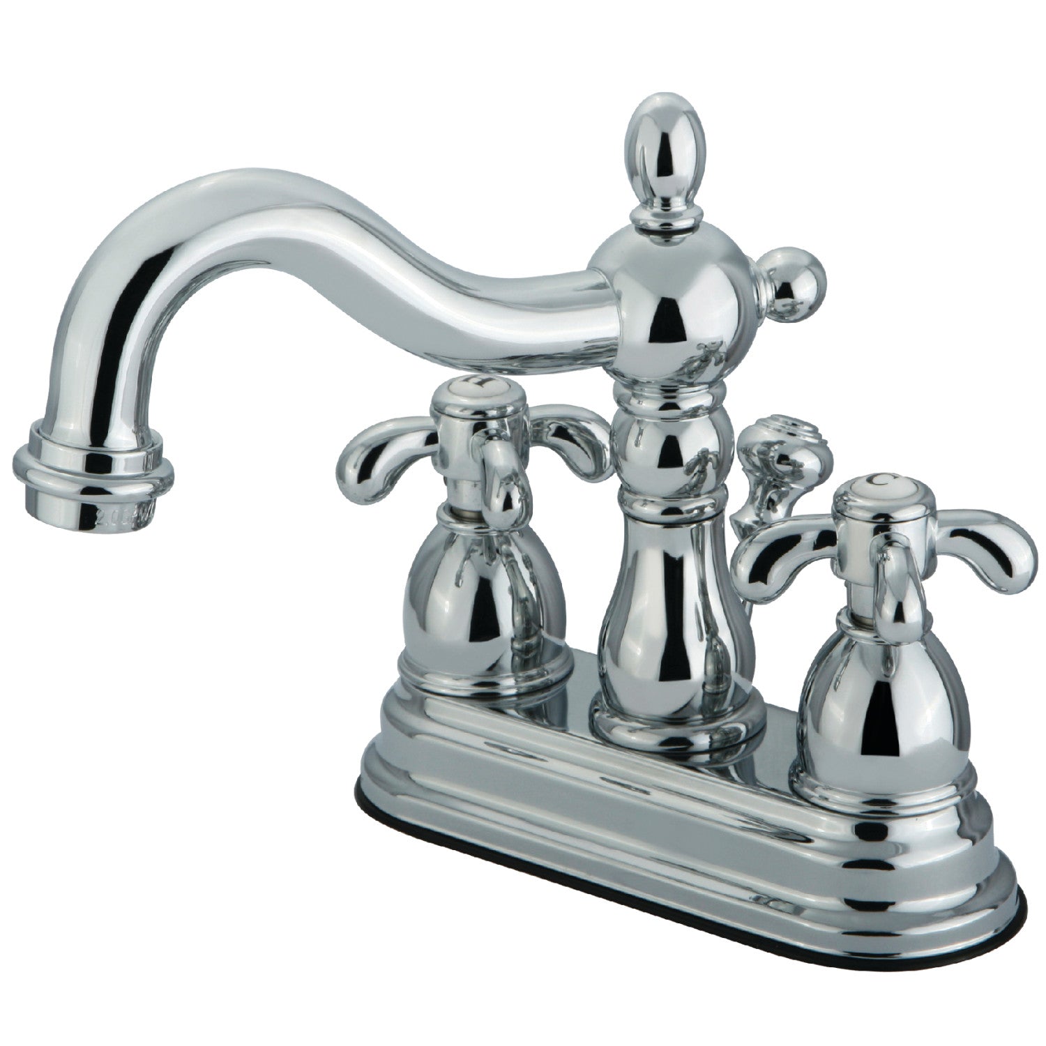 Kingston Heirloom KS1601TX - French Country Double-Handle 3-Hole Deck Mount 4-Inch Centerset Bathroom Faucet with Brass Pop-Up, Polished Chrome