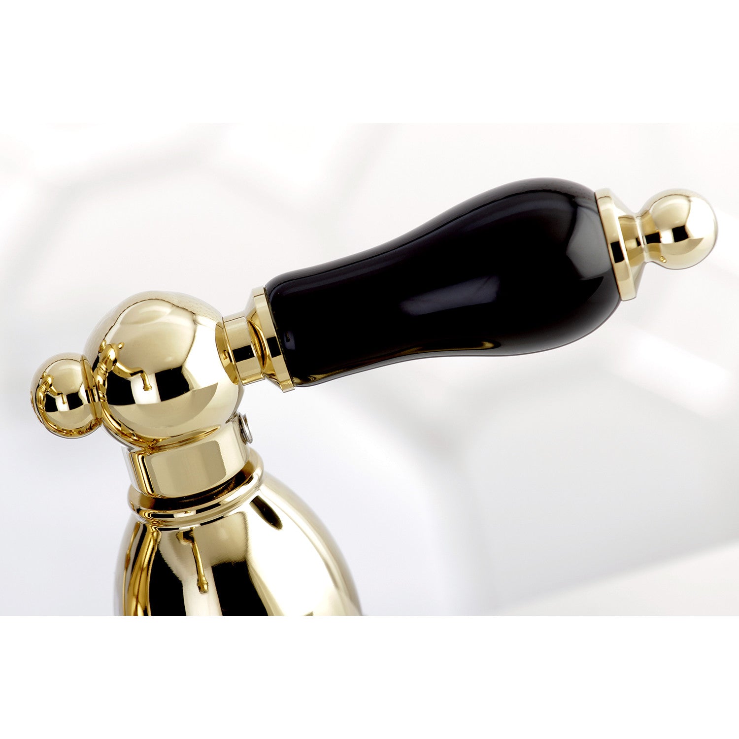 Kingston Heirloom KS1602PKL - Duchess Double-Handle 3-Hole Deck Mount 4-Inch Centerset Bathroom Faucet with Brass Pop-Up, Polished Brass — thumbnail 2