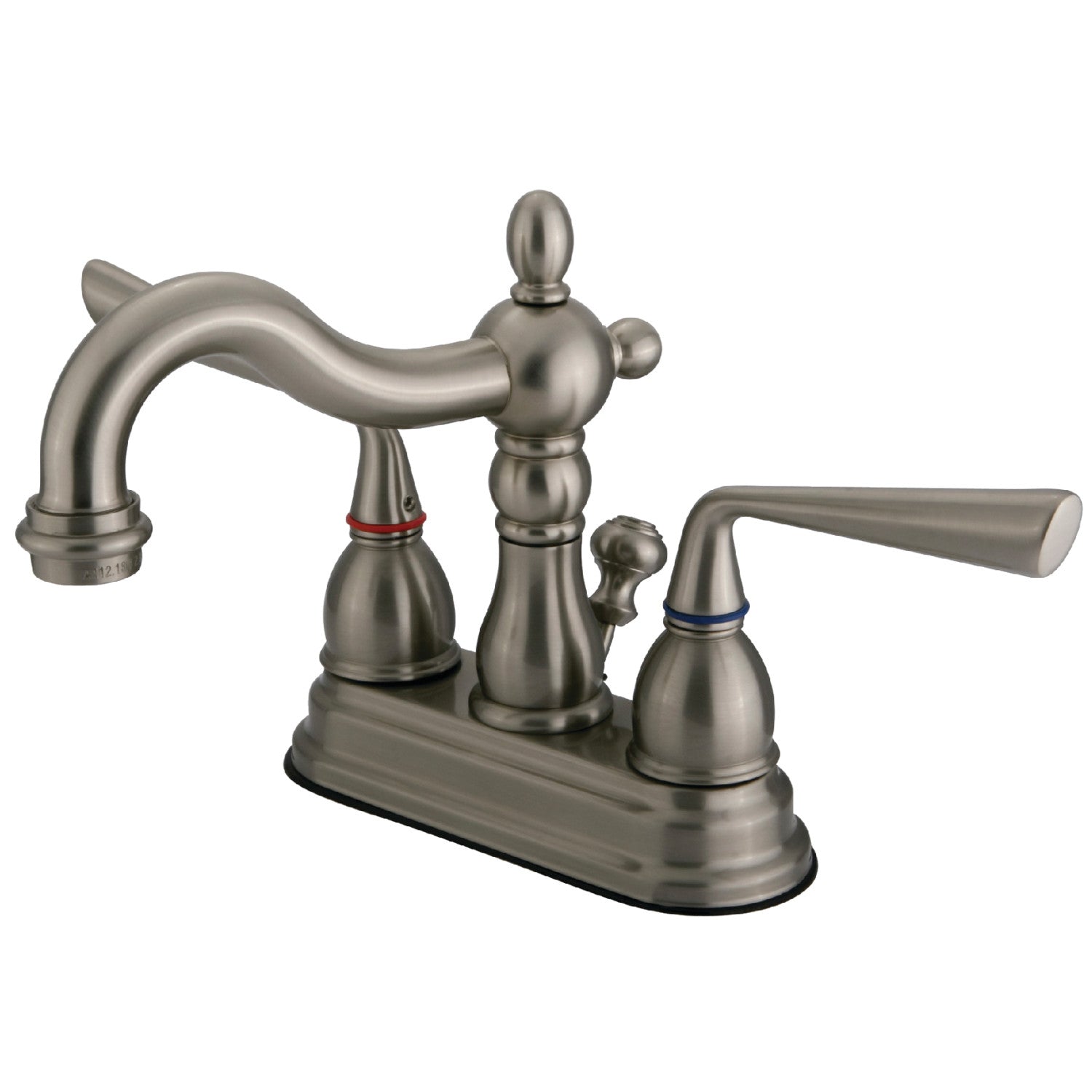 Kingston Tulare KS1608ZL - Silver Sage Double-Handle 3-Hole Deck Mount 4-Inch Centerset Bathroom Faucet with Brass Pop-Up, Brushed Nickel