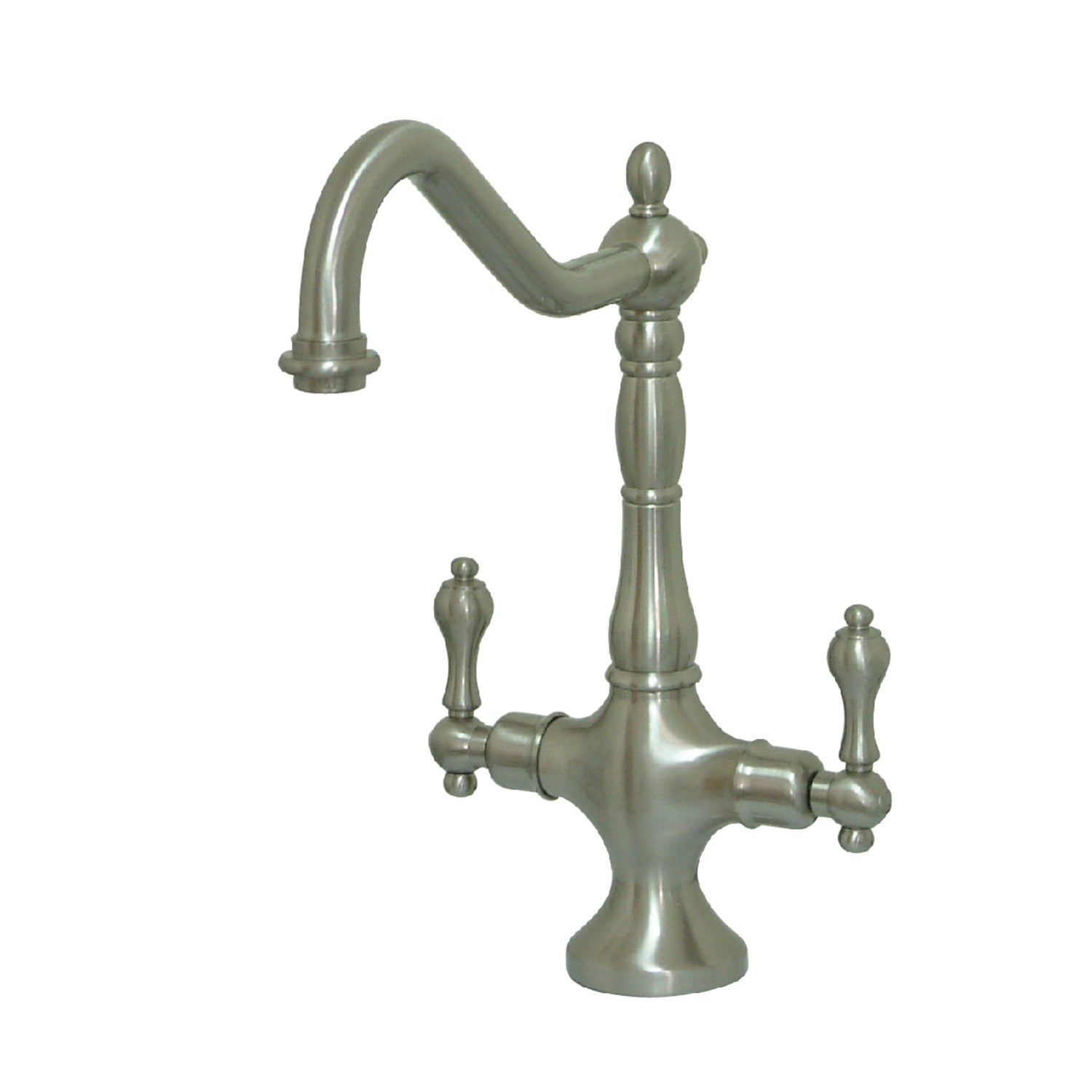 Kingston Heirloom KS1778ALLS - Heritage Two-Handle 1-Hole Kitchen Faucet, Brushed Nickel
