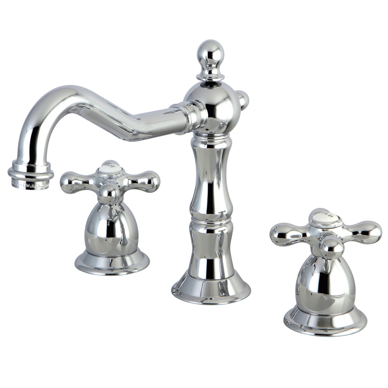 Kingston Heirloom KS1971AX - Heritage Two-Handle 3-Hole Deck Mount Widespread Bathroom Faucet with Brass Pop-Up, Polished Chrome