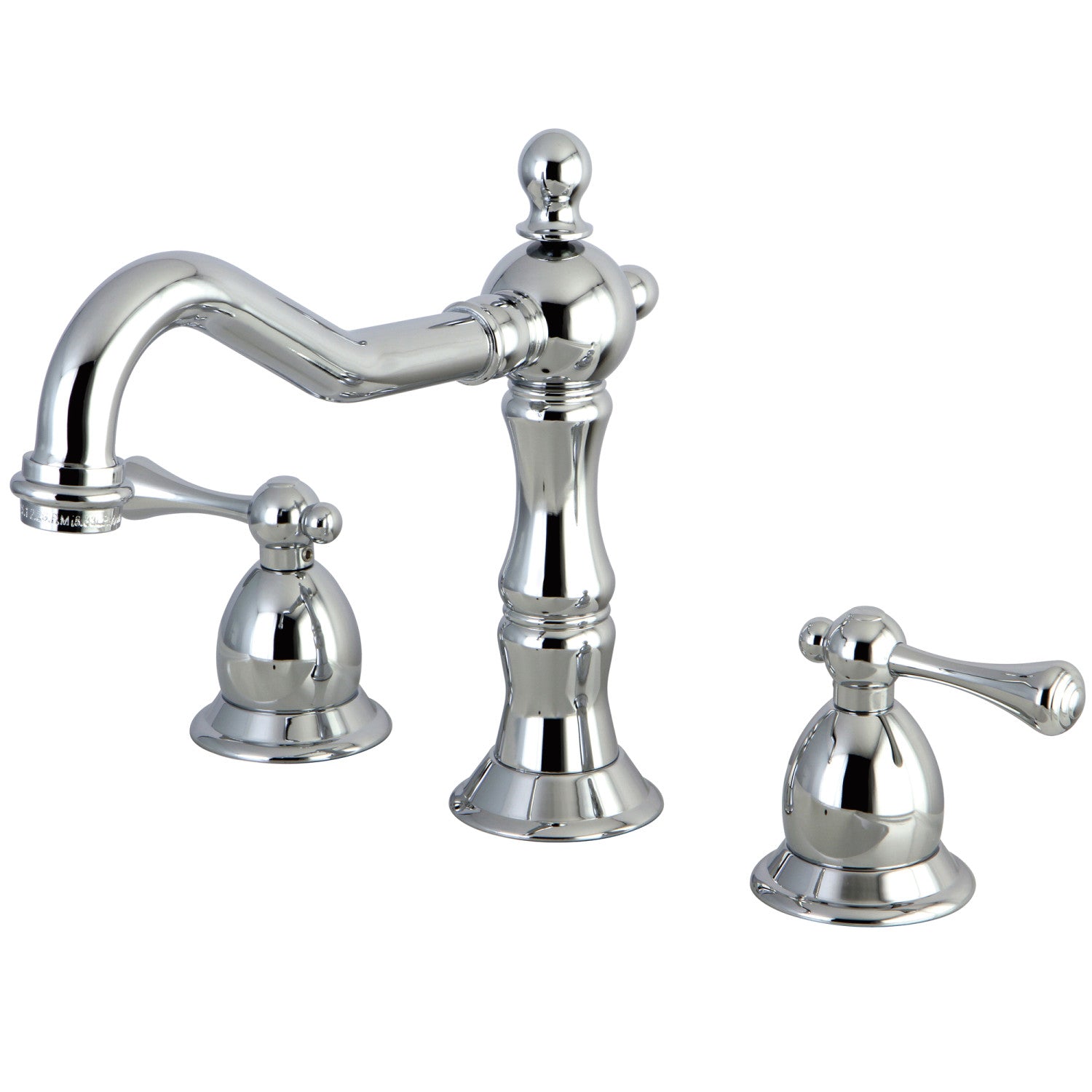 Kingston Heirloom KS1971BL - Heritage Two-Handle 3-Hole Deck Mount Widespread Bathroom Faucet with Brass Pop-Up, Polished Chrome