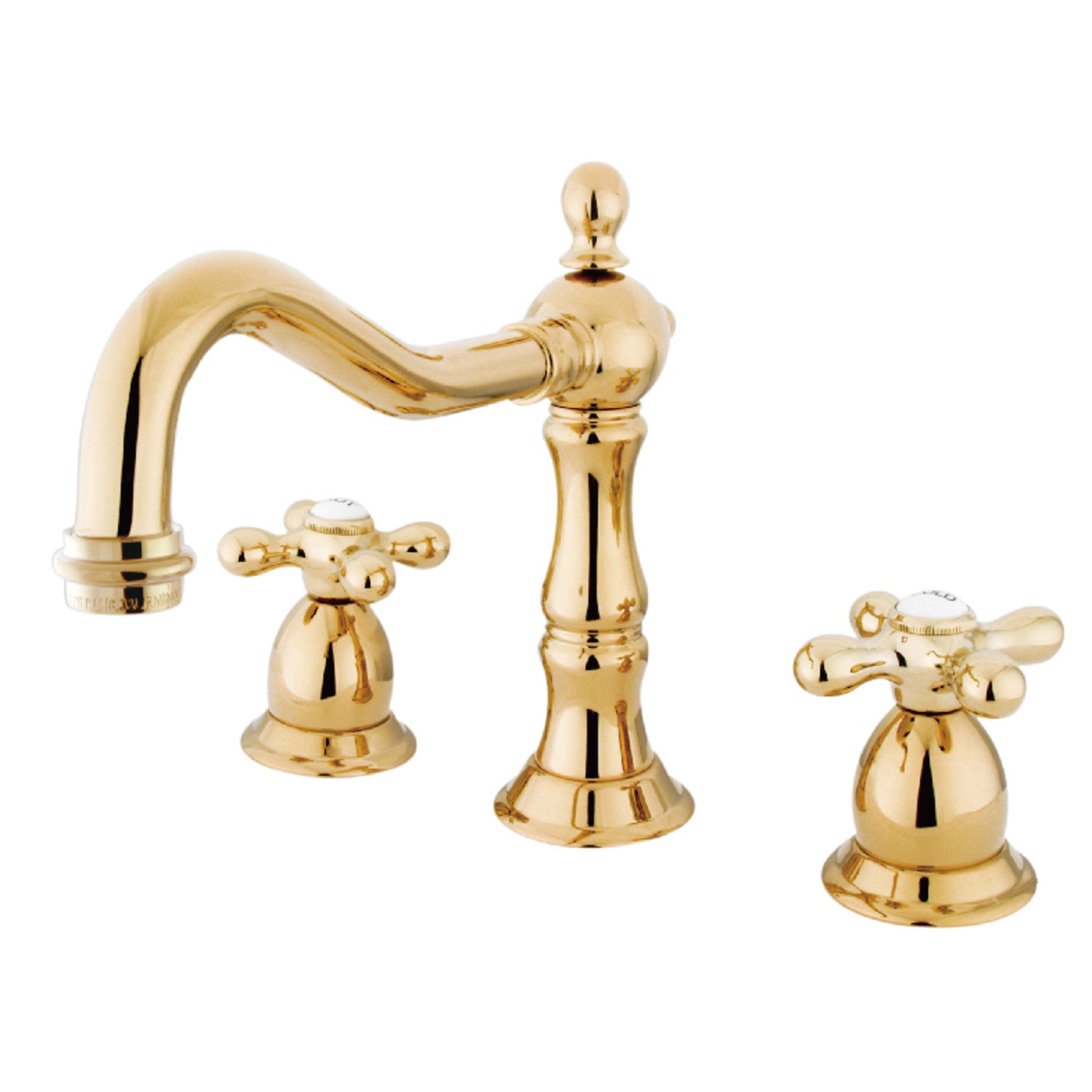 Kingston Heirloom KS1972AX - Heritage Two-Handle 3-Hole Deck Mount Widespread Bathroom Faucet with Brass Pop-Up, Polished Brass