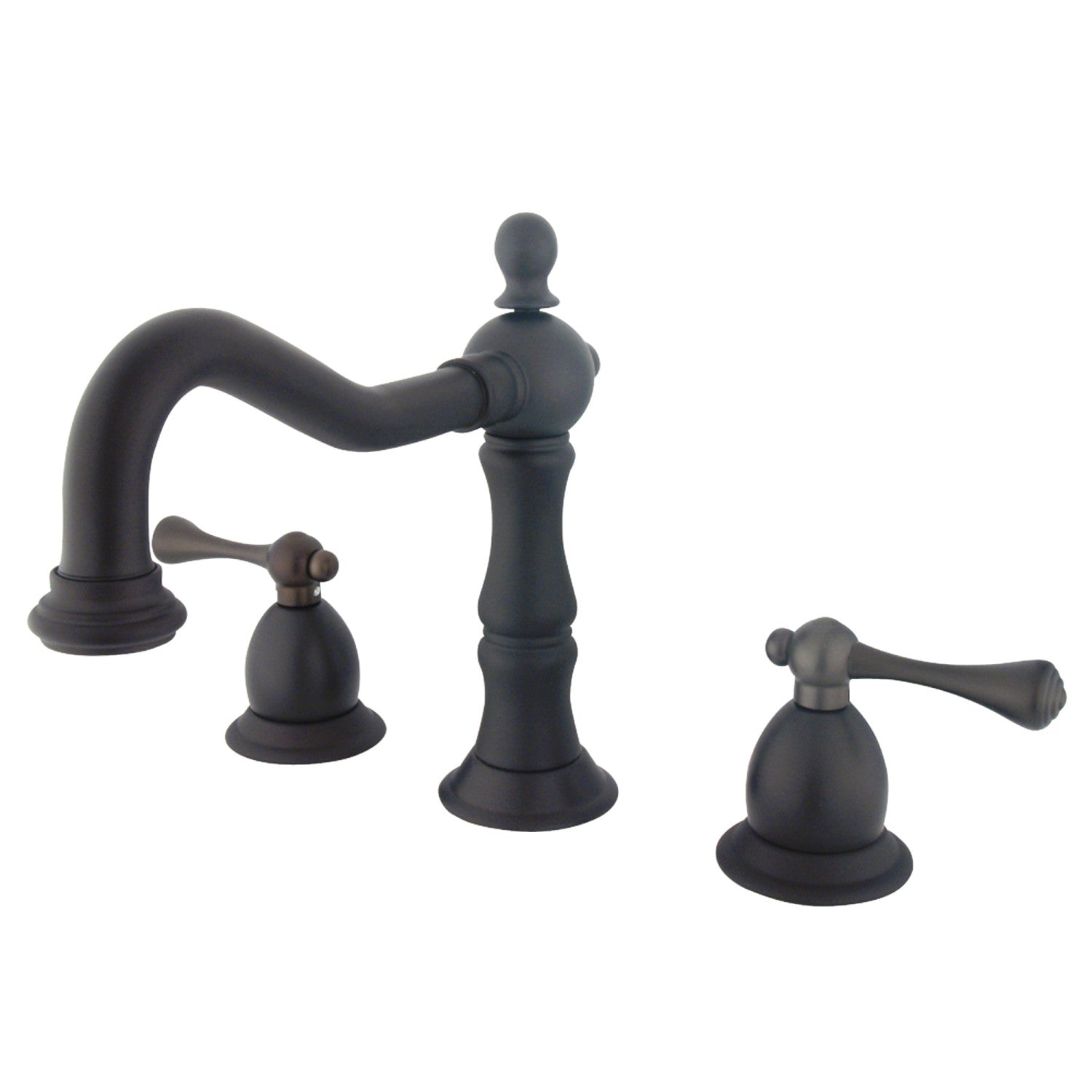 Kingston Heirloom KS1975BL - Heritage Two-Handle 3-Hole Deck Mount Widespread Bathroom Faucet with Brass Pop-Up, Oil Rubbed Bronze