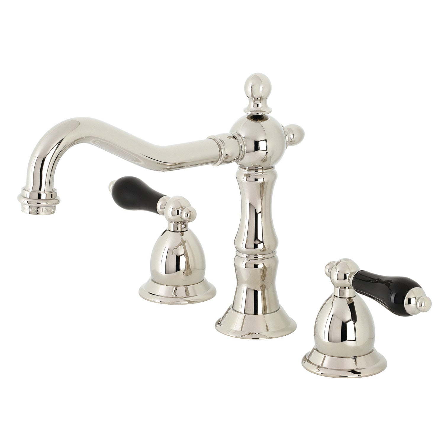 Kingston Heirloom KS1976PKL - Duchess Two-Handle 3-Hole Deck Mount Widespread Bathroom Faucet with Brass Pop-Up, Polished Nickel