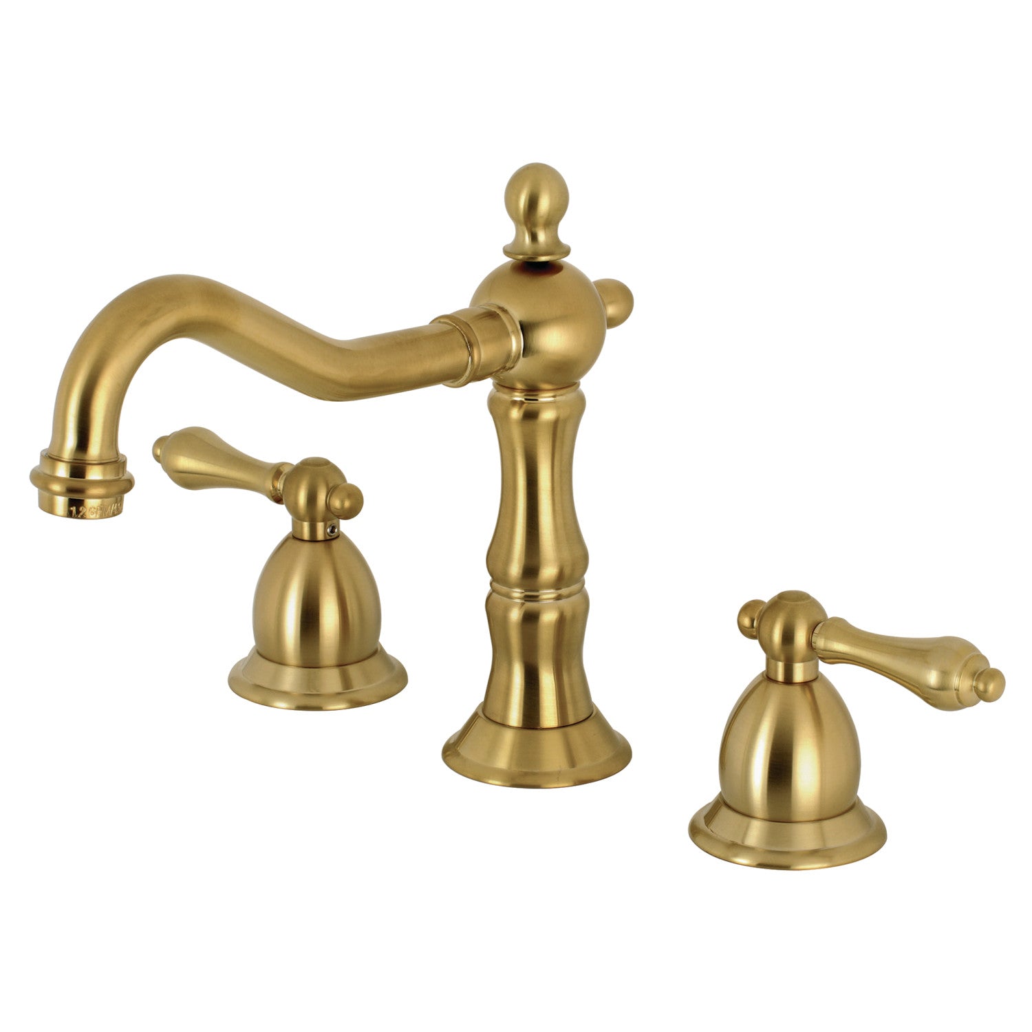 Kingston Heirloom KS1977AL - Heritage Two-Handle 3-Hole Deck Mount Widespread Bathroom Faucet with Brass Pop-Up, Brushed Brass