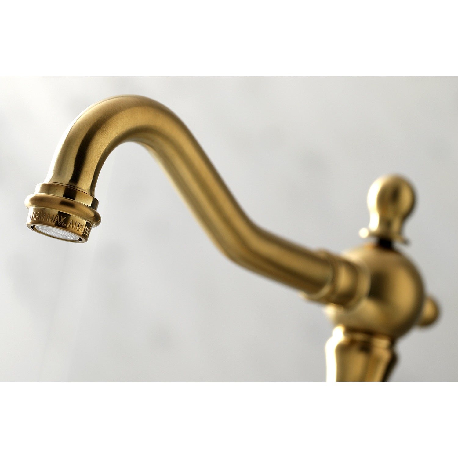 Kingston Heirloom KS1977PX - Heritage Two-Handle 3-Hole Deck Mount Widespread Bathroom Faucet with Brass Pop-Up, Brushed Brass — thumbnail 3