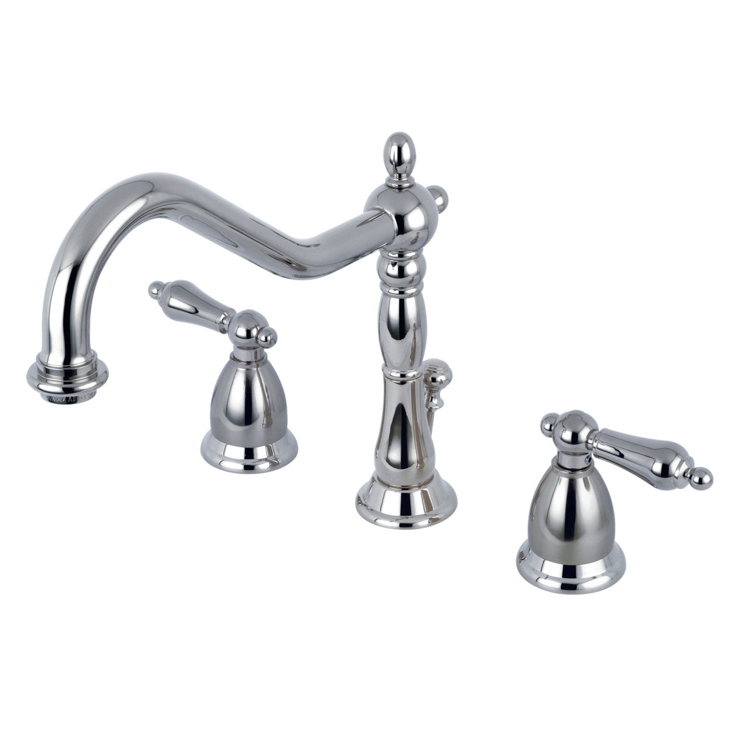Kingston Heirloom KS1991AL - Heritage Two-Handle 3-Hole Deck Mount Widespread Bathroom Faucet with Brass Pop-Up, Polished Chrome