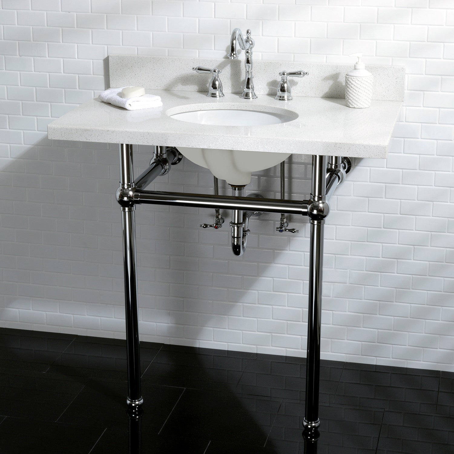 Kingston Heirloom KS1991AL - Heritage Two-Handle 3-Hole Deck Mount Widespread Bathroom Faucet with Brass Pop-Up, Polished Chrome — thumbnail 2