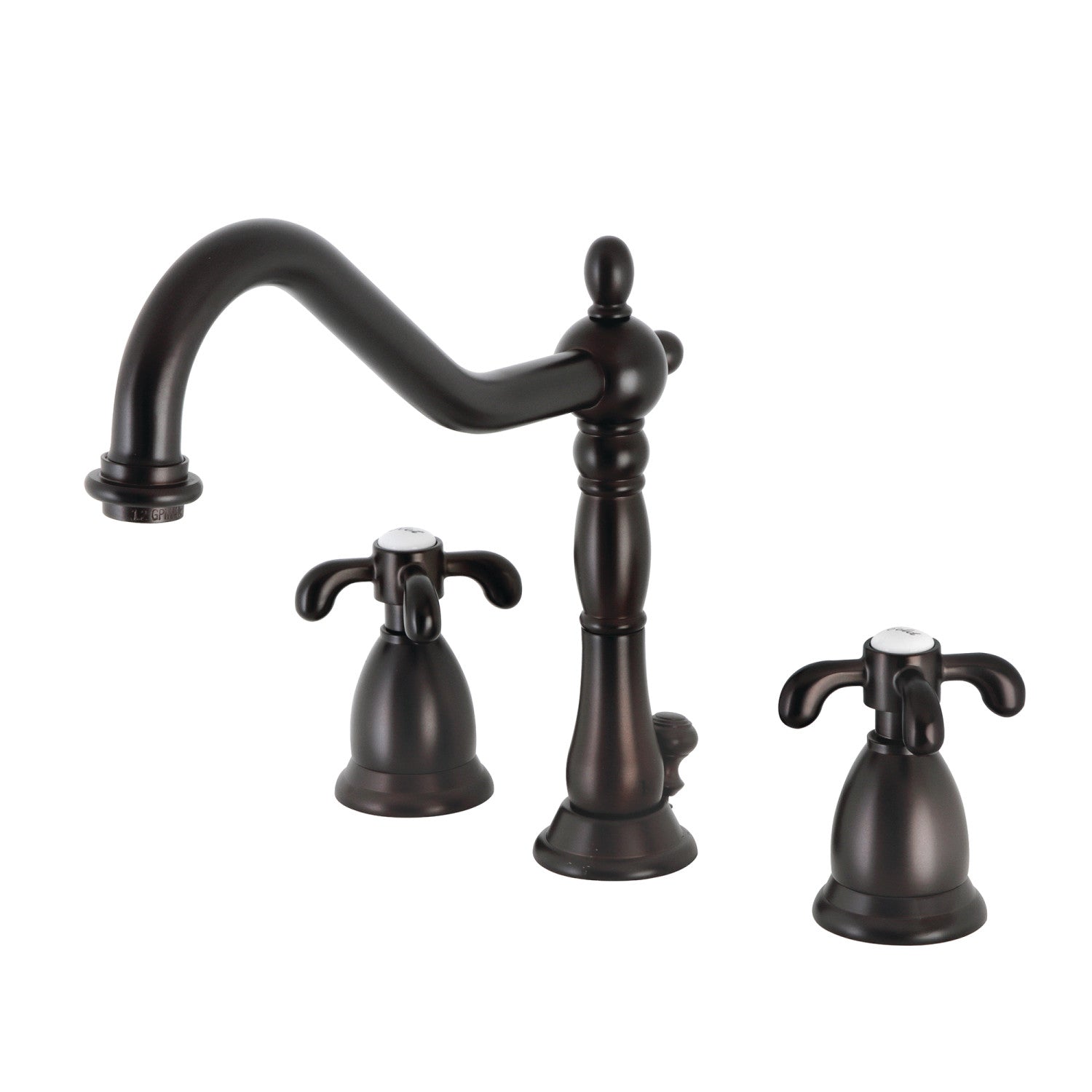 Kingston Heirloom KS1995TX - French Country Two-Handle 3-Hole Deck Mount Widespread Bathroom Faucet with Brass Pop-Up, Oil Rubbed Bronze