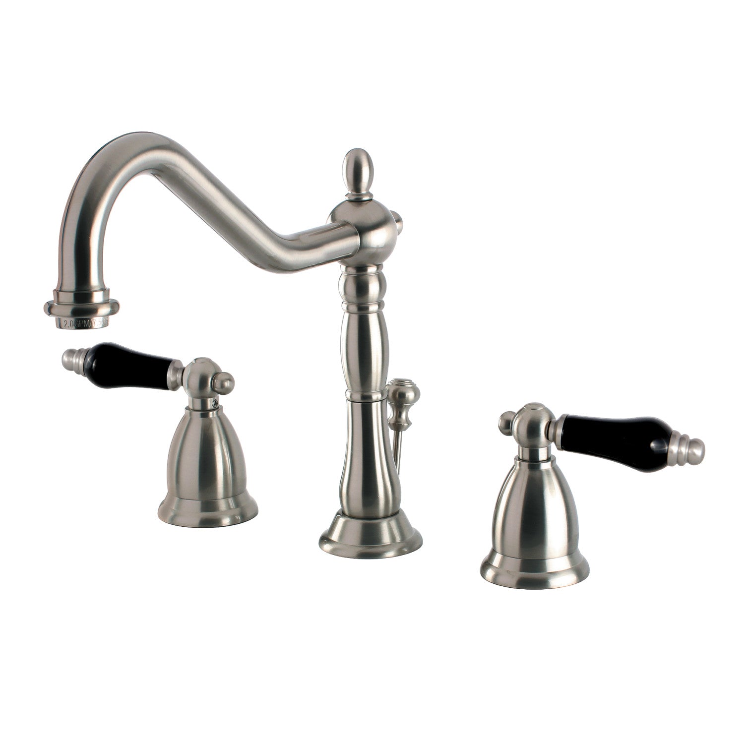 Kingston Heirloom KS1998PKL - Duchess Two-Handle 3-Hole Deck Mount Widespread Bathroom Faucet with Brass Pop-Up, Brushed Nickel