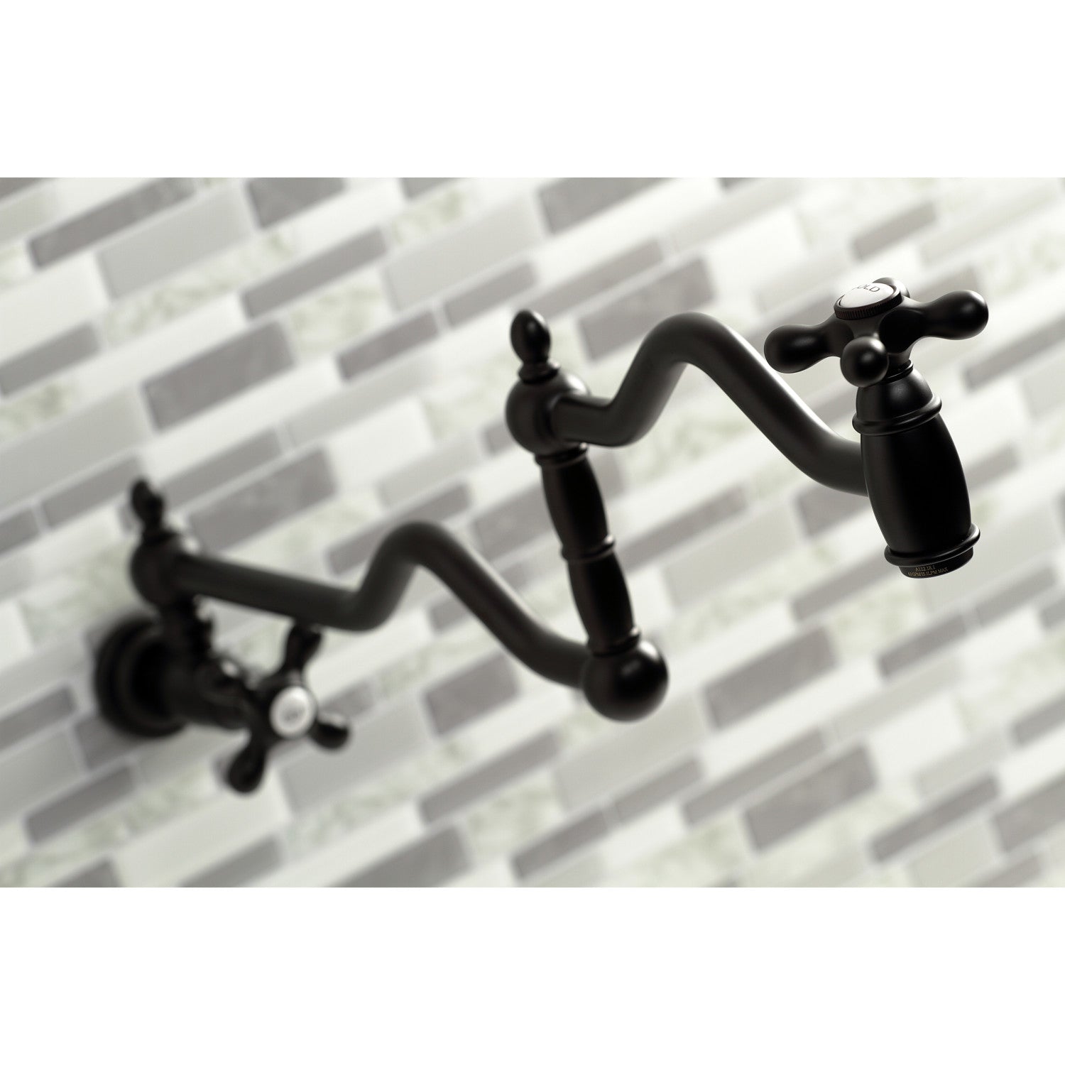 Kingston Heirloom KS2100AX - Heritage Two-Handle 1-Hole Wall Mount Pot Filler Faucet, Matte Black — thumbnail 2