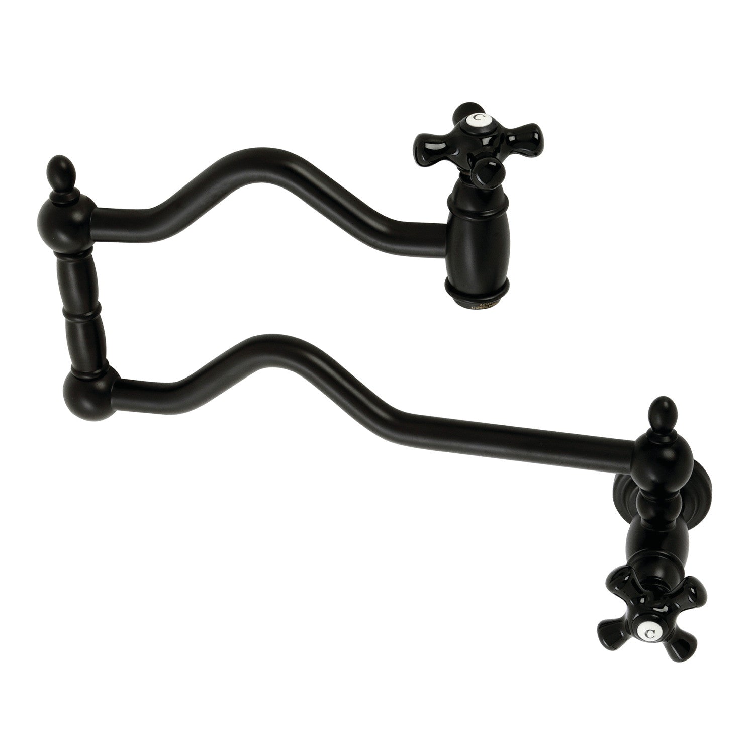 Kingston Heirloom KS2100PKX - Duchess Two-Handle 1-Hole Wall Mount Pot Filler Faucet, Matte Black — image 1