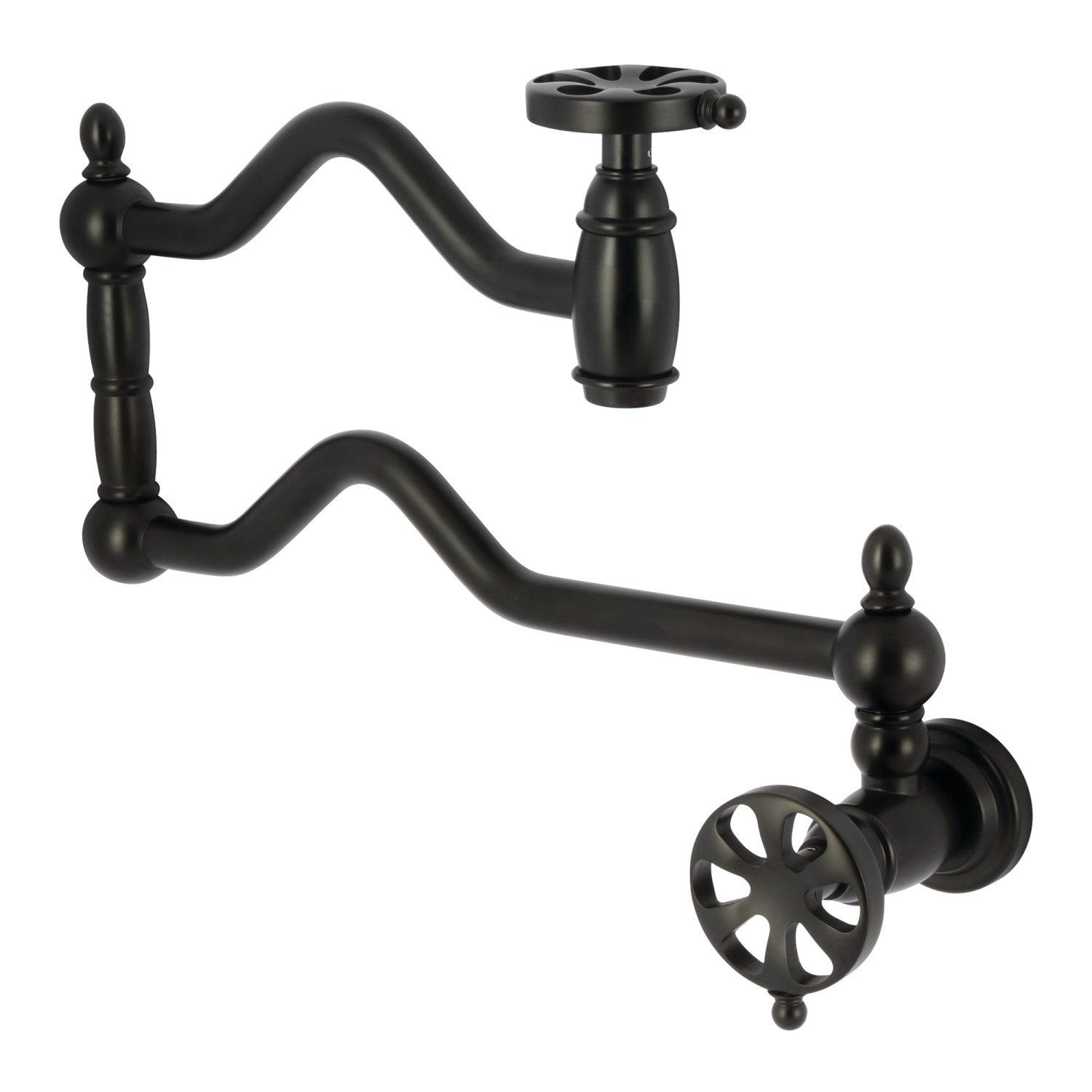 Kingston Tulare KS2100RX - Belknap Two-Handle 1-Hole Wall Mount Pot Filler Faucet, Matte Black