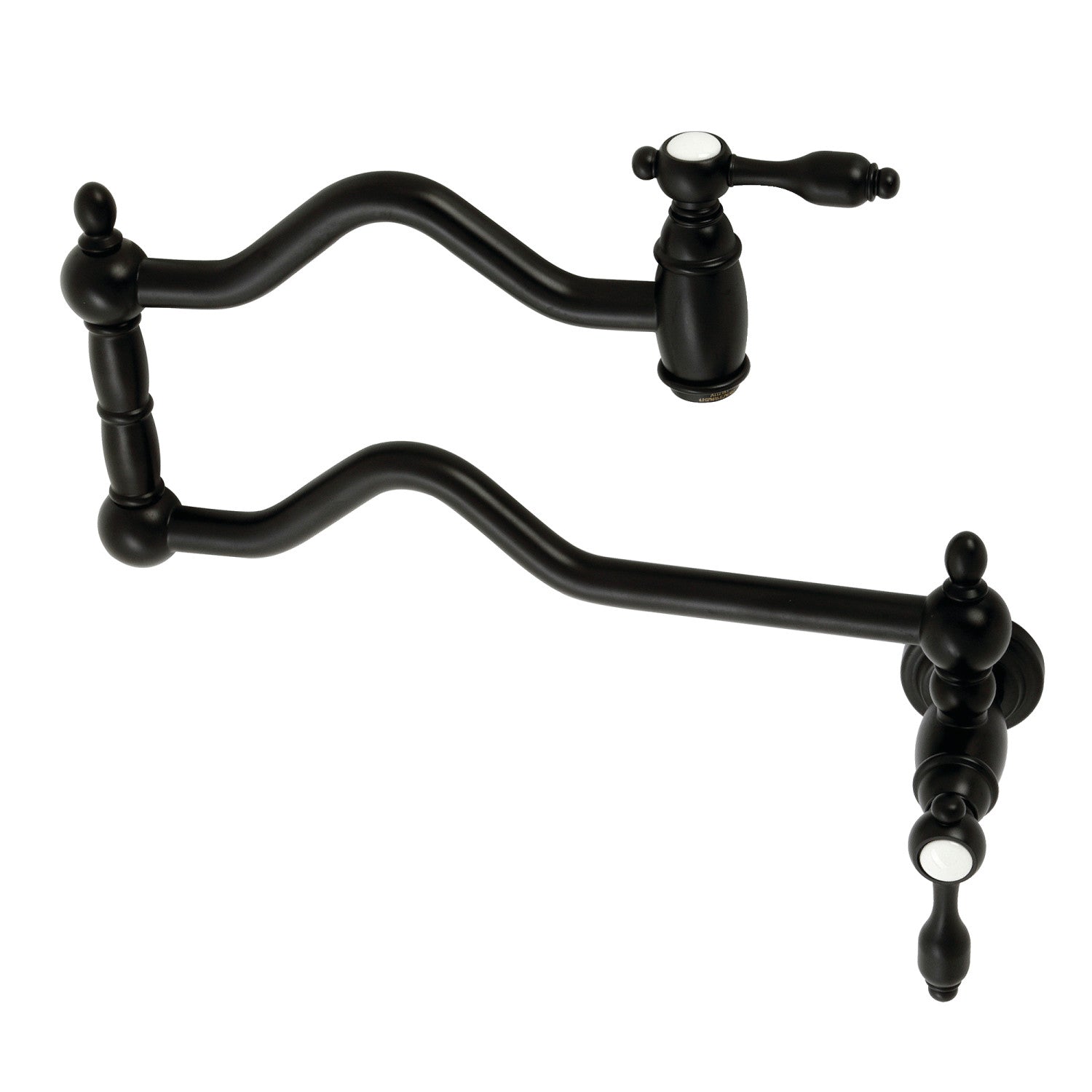 Kingston Heirloom KS2100TAL - Tudor Two-Handle 1-Hole Wall Mount Pot Filler Faucet, Matte Black