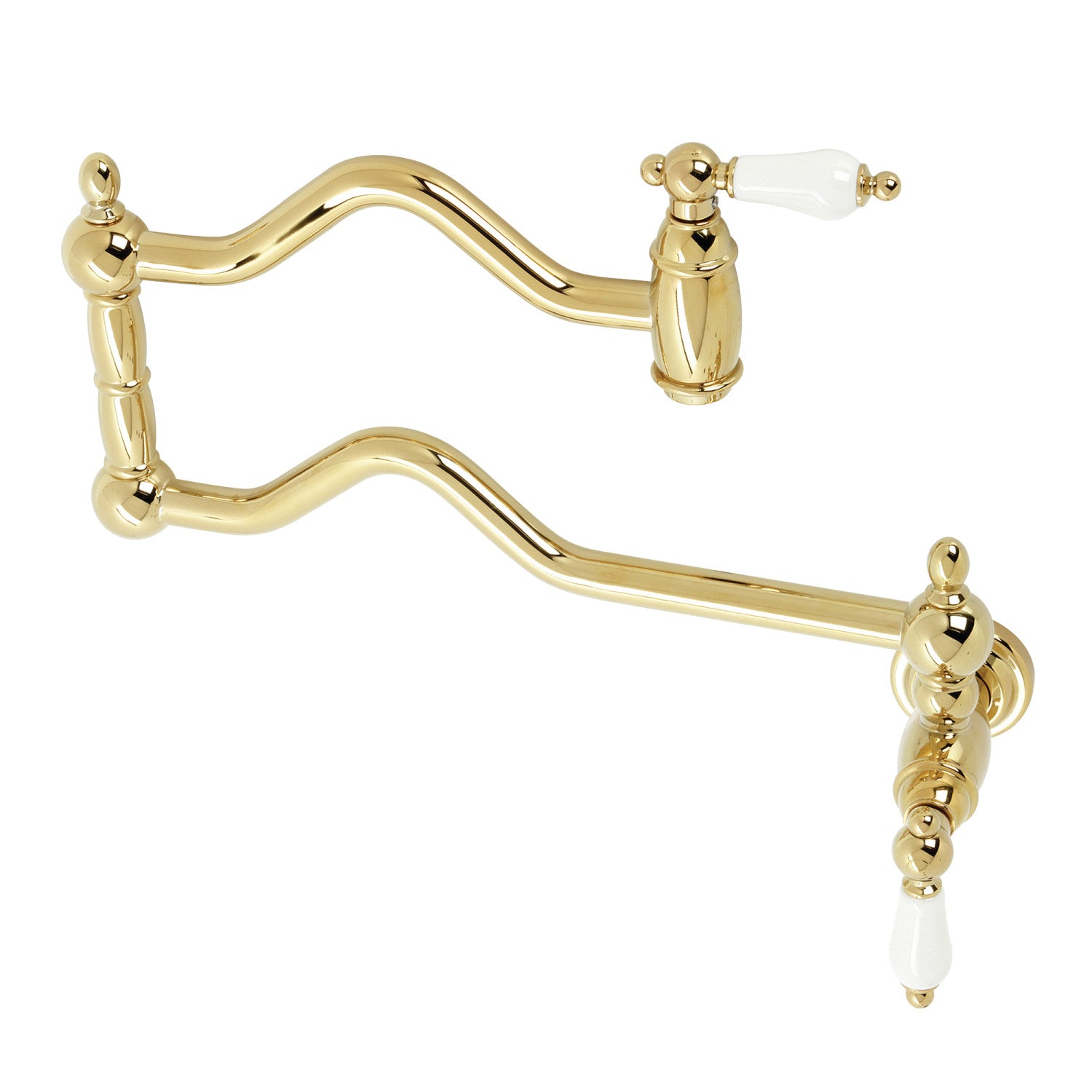 Kingston Heirloom KS2102PL - Heritage Two-Handle 1-Hole Wall Mount Pot Filler Faucet, Polished Brass — image 1