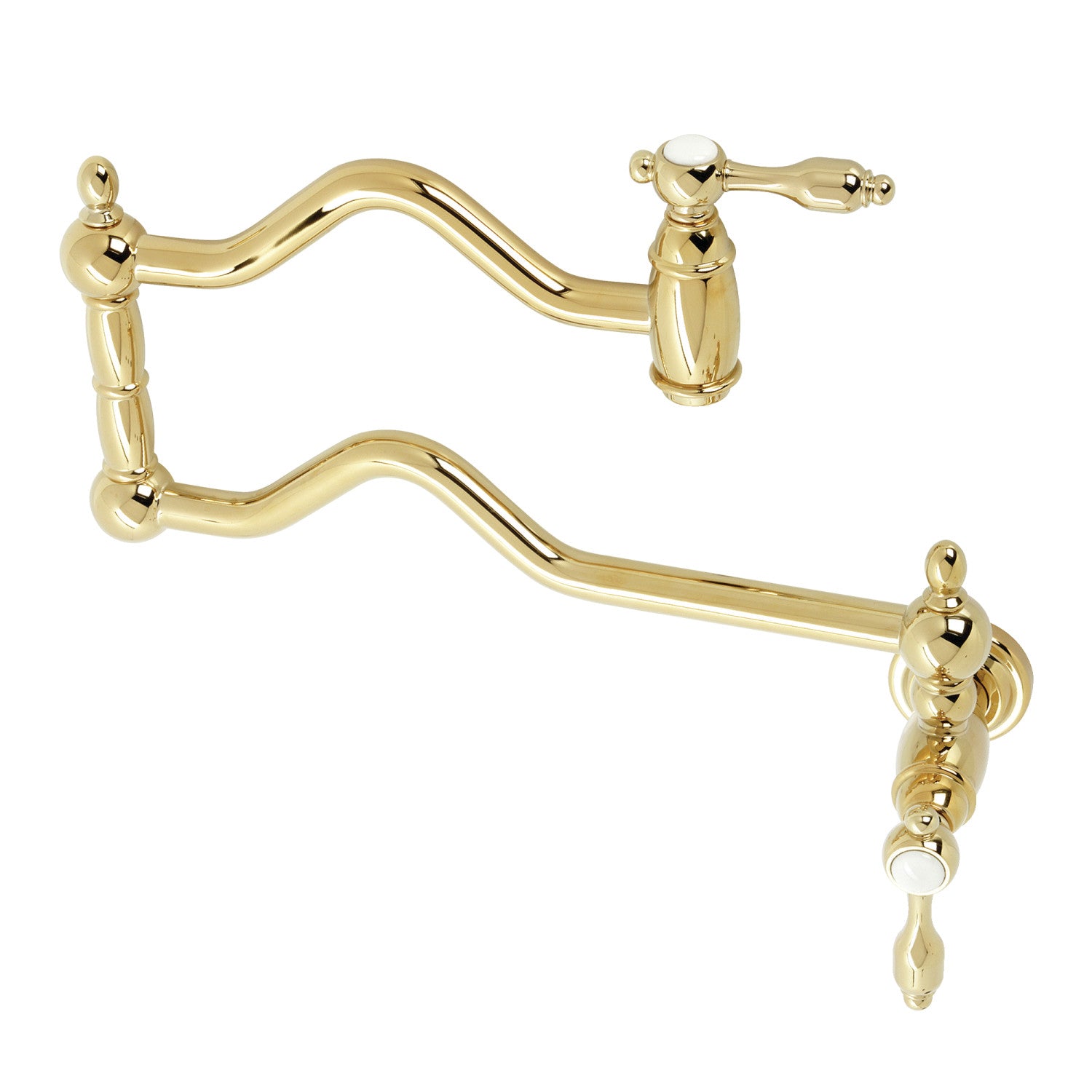 Kingston Heirloom KS2102TAL - Tudor Two-Handle 1-Hole Wall Mount Pot Filler Faucet, Polished Brass