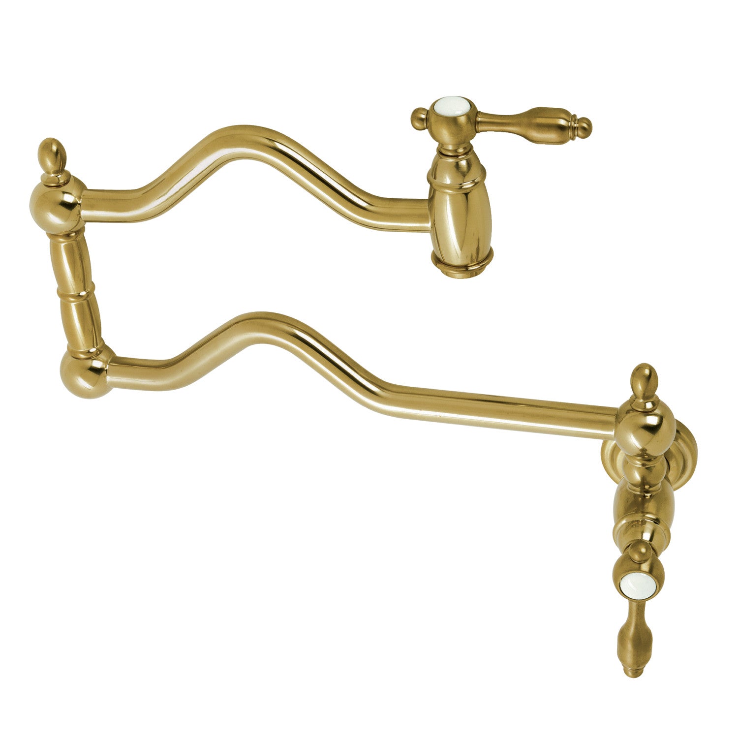 Kingston Heirloom KS2107TAL - Tudor Two-Handle 1-Hole Wall Mount Pot Filler Faucet, Brushed Brass