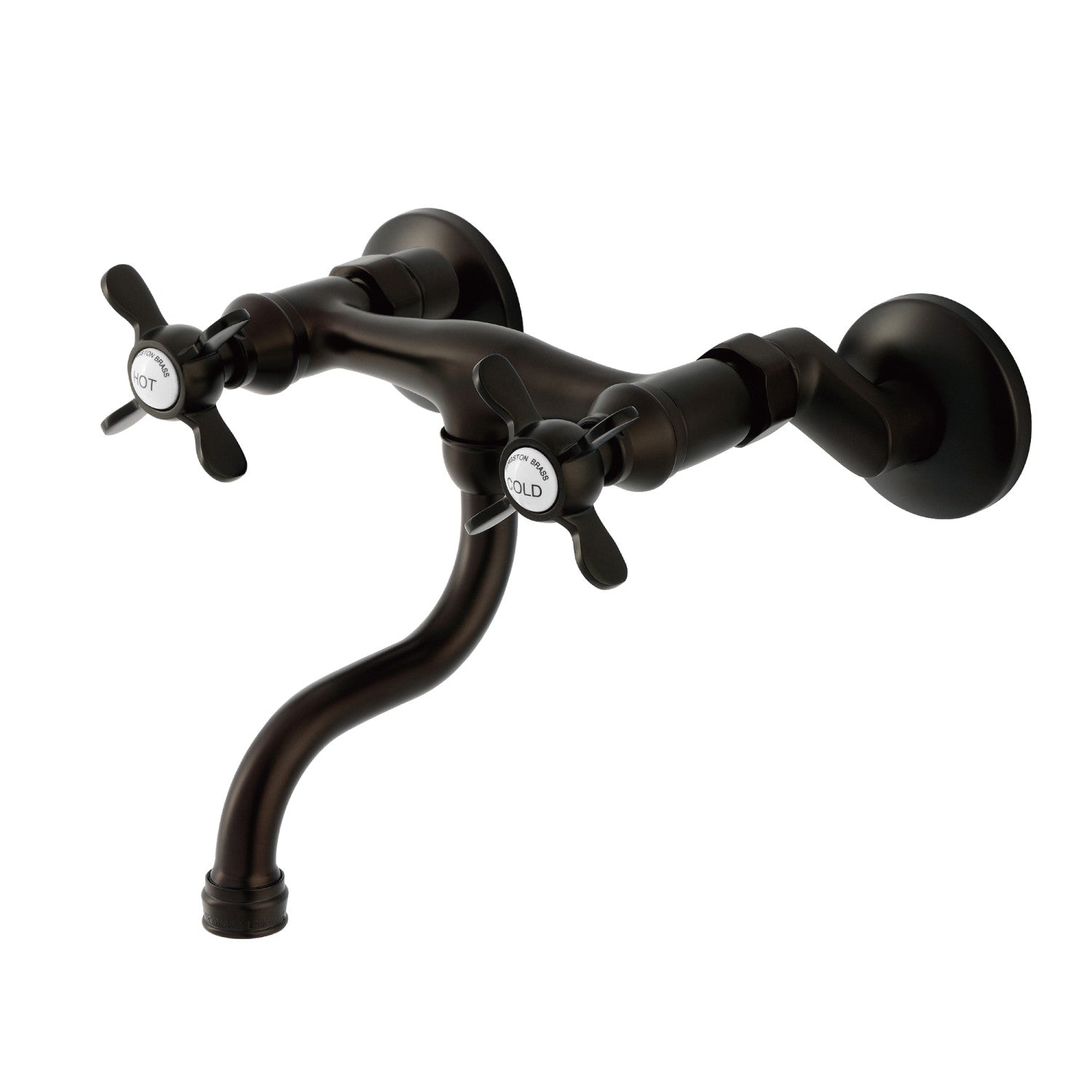 Kingston Heirloom KS2115BEX - Essex Double-Handle 2-Hole Wall Mount Bathroom Faucet, Oil Rubbed Bronze