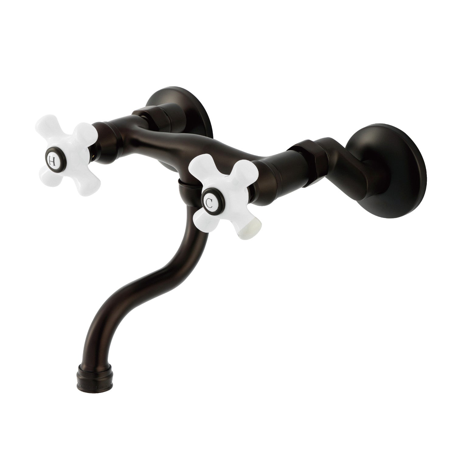 Kingston Heirloom KS2115PX - Kingston Double-Handle 2-Hole Wall Mount Bathroom Faucet, Oil Rubbed Bronze