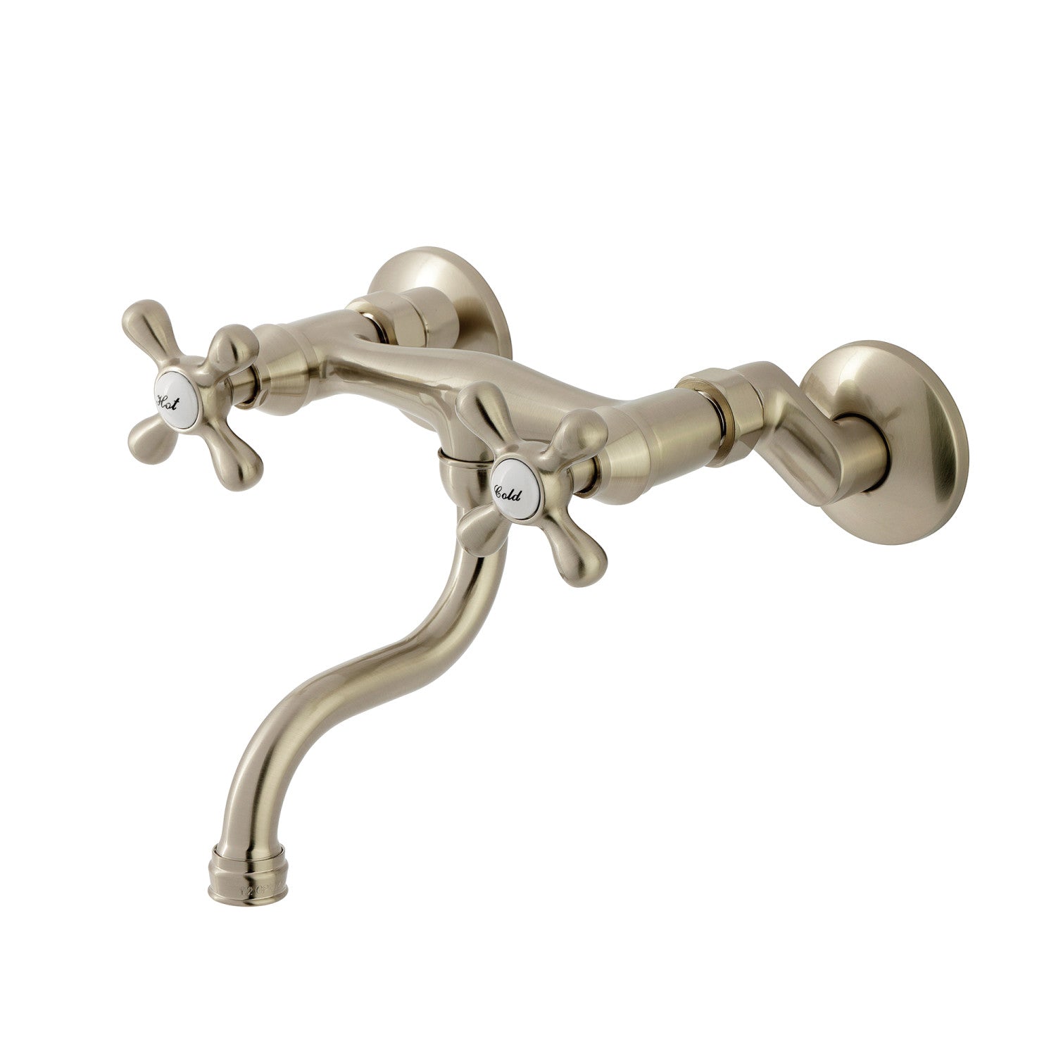 Kingston Heirloom KS2118AX - Kingston Double-Handle 2-Hole Wall Mount Bathroom Faucet, Brushed Nickel