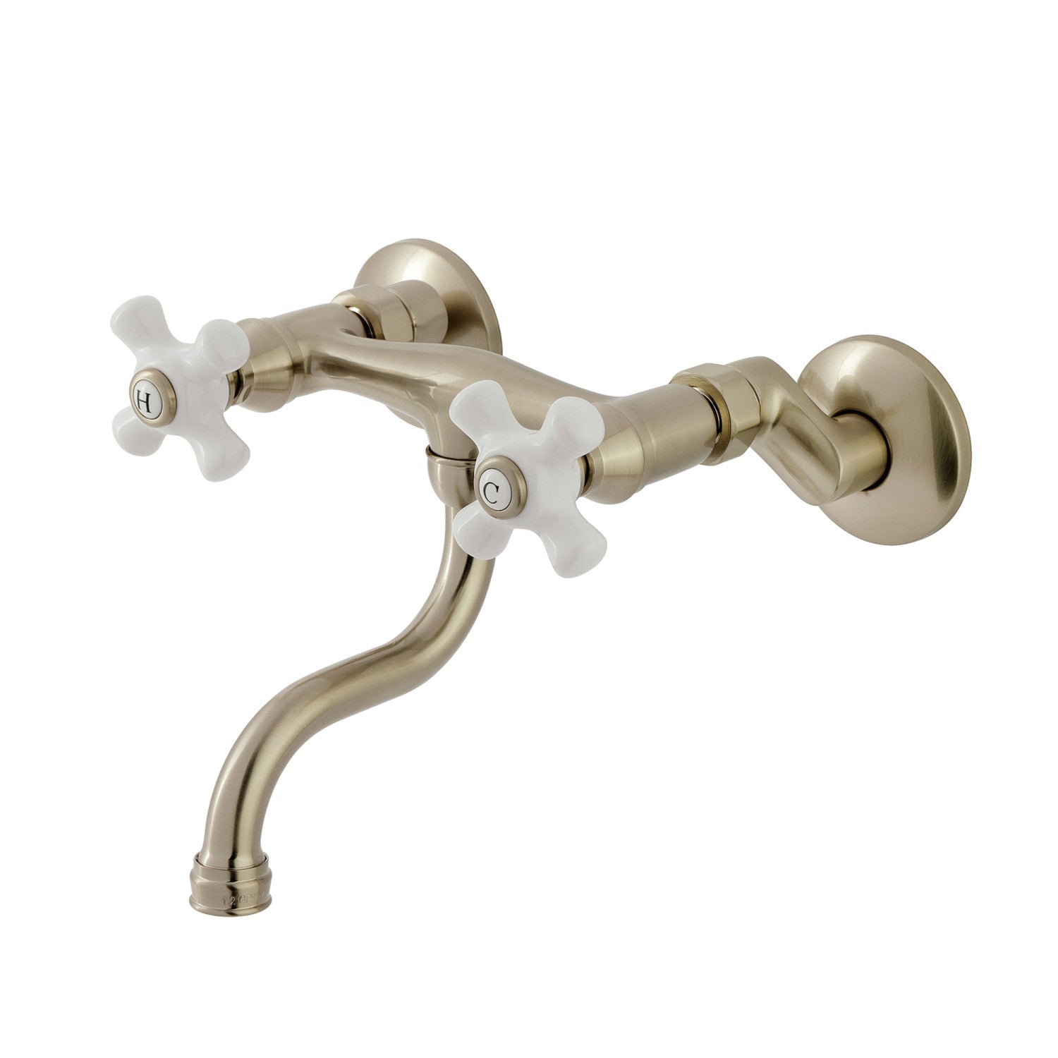 Kingston Heirloom KS2118PX - Kingston Double-Handle 2-Hole Wall Mount Bathroom Faucet, Brushed Nickel
