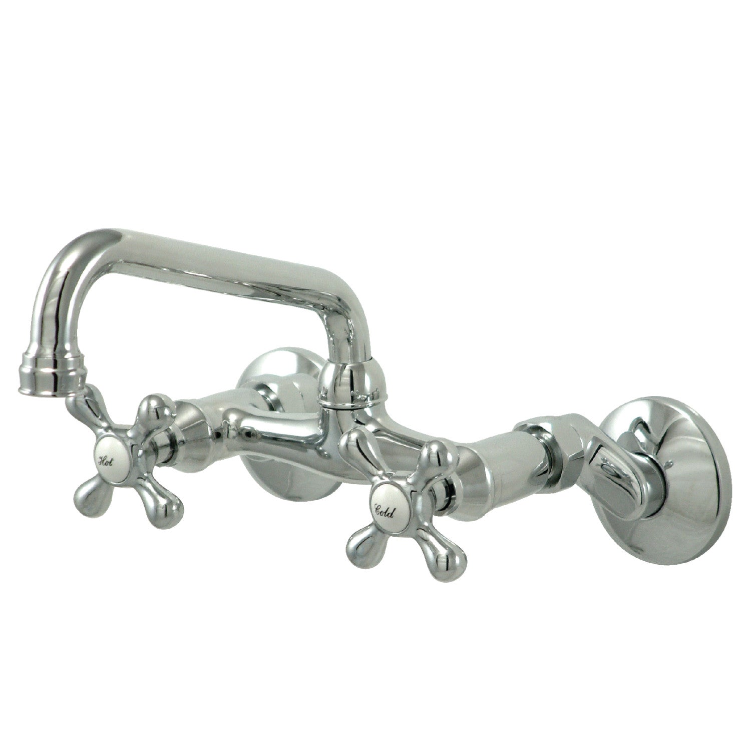 Kingston Heirloom KS213C - Kingston Two-Handle 2-Hole Wall Mount Bridge Kitchen Faucet, Polished Chrome