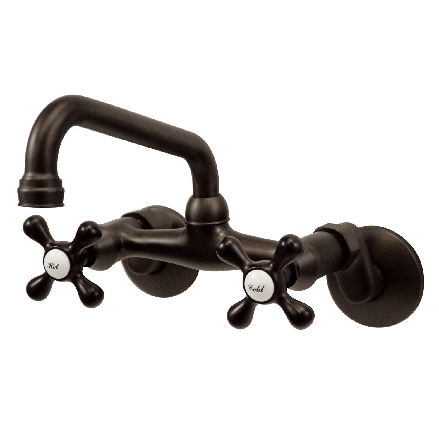 Kingston Heirloom KS213ORB - Kingston Two-Handle 2-Hole Wall Mount Bridge Kitchen Faucet, Oil Rubbed Bronze