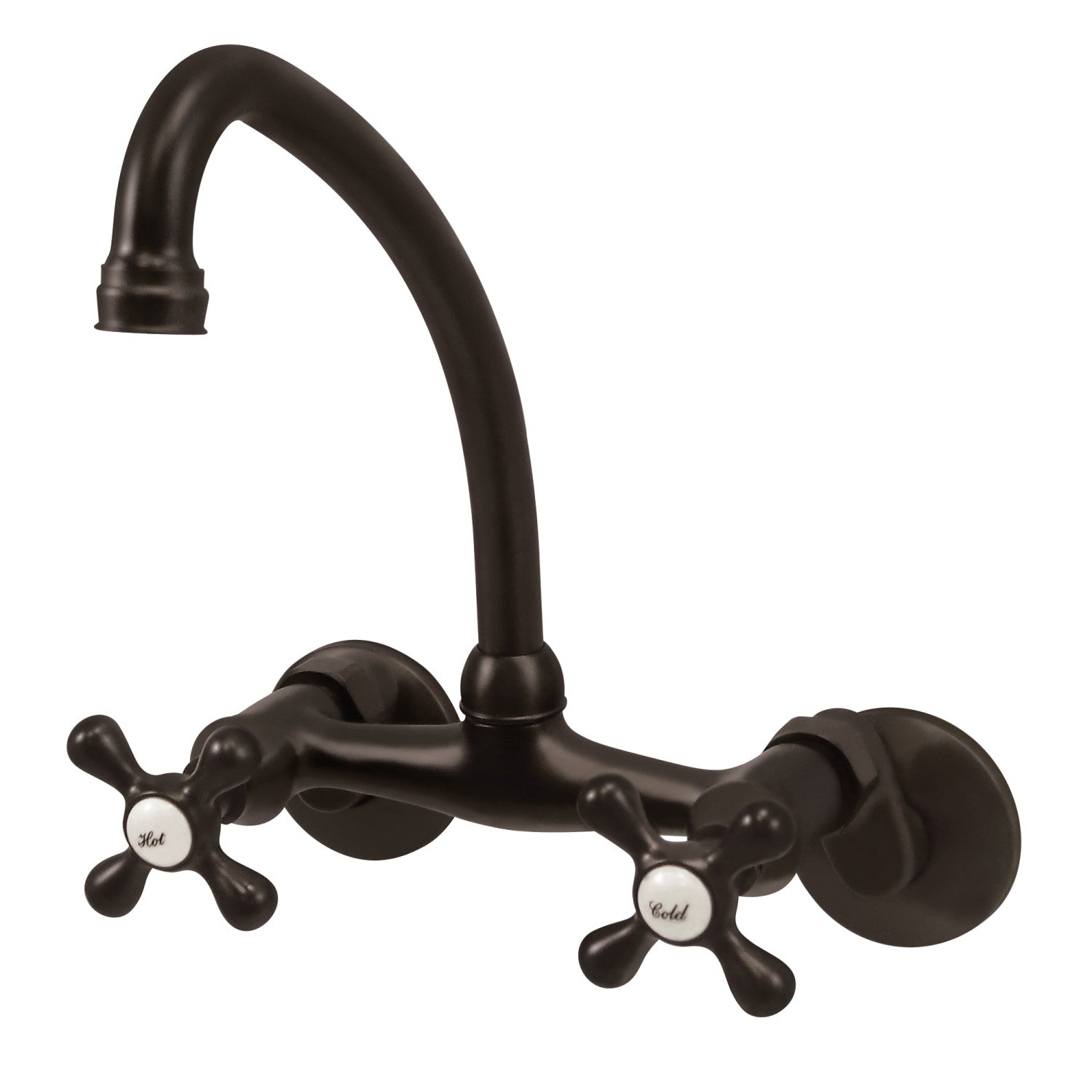 Kingston Heirloom KS214ORB - Kingston Two-Handle 2-Hole Wall Mount Bridge Kitchen Faucet, Oil Rubbed Bronze