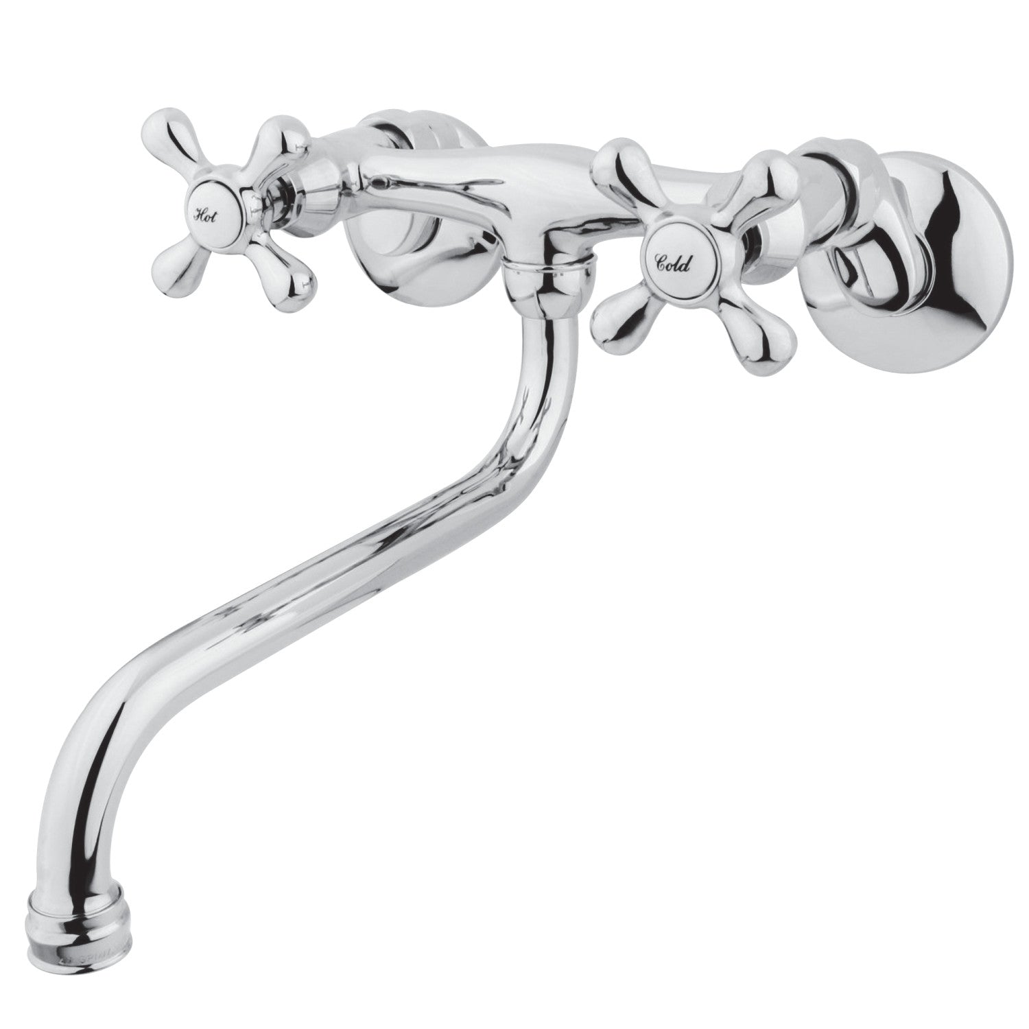 Kingston Heirloom KS215C - Kingston Double-Handle 2-Hole Wall Mount Bathroom Faucet, Polished Chrome