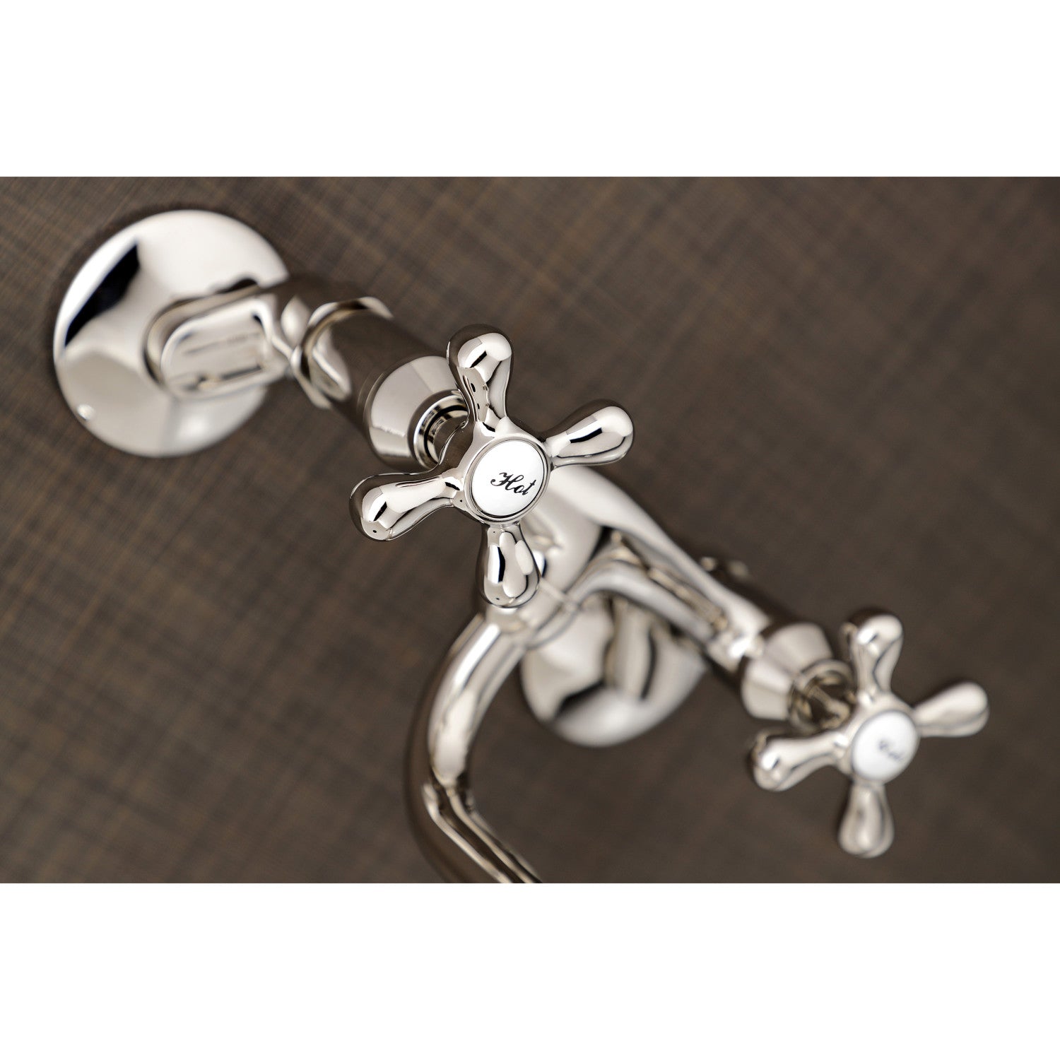 Kingston Heirloom KS216PN - Kingston Double-Handle 2-Hole Wall Mount Bathroom Faucet, Polished Nickel — thumbnail 2