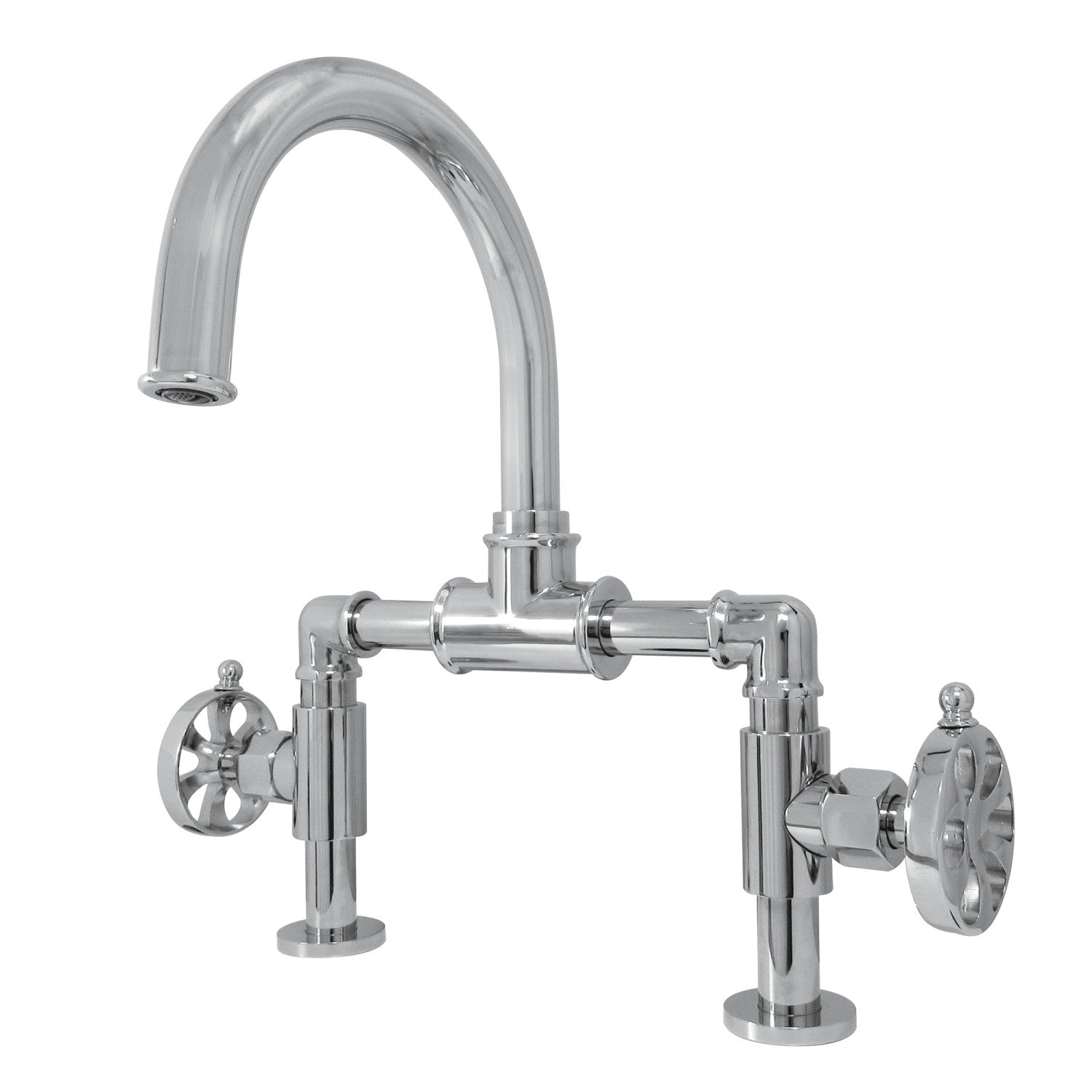 Kingston Sona KS2171RX - Belknap Two-Handle 2-Hole Deck Mount Bridge Bathroom Faucet with Push Pop-Up Drain, Polished Chrome — image 1