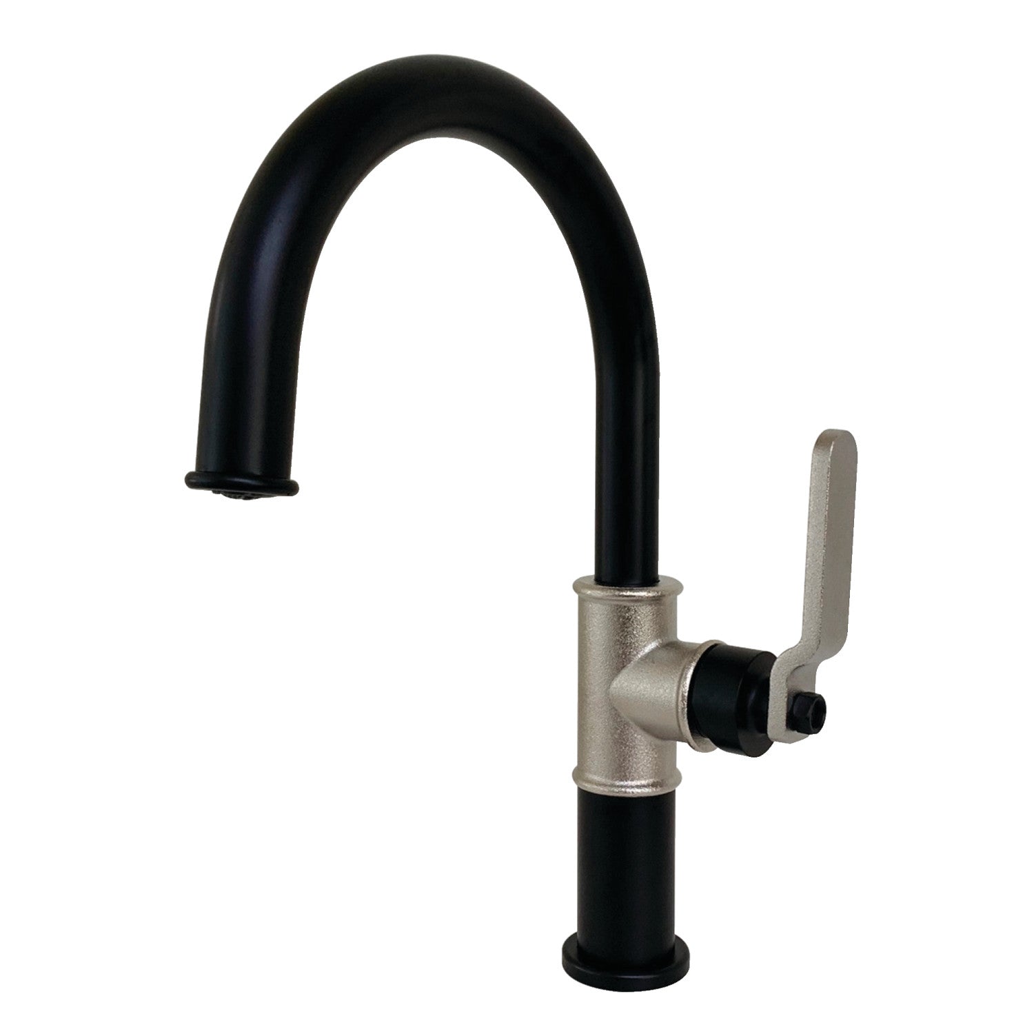 Kingston Sona KS2236KL - Whitaker One-Handle 1-Hole Bathroom Faucet with Push Pop-Up Drain, Matte Black/Polished Nickel