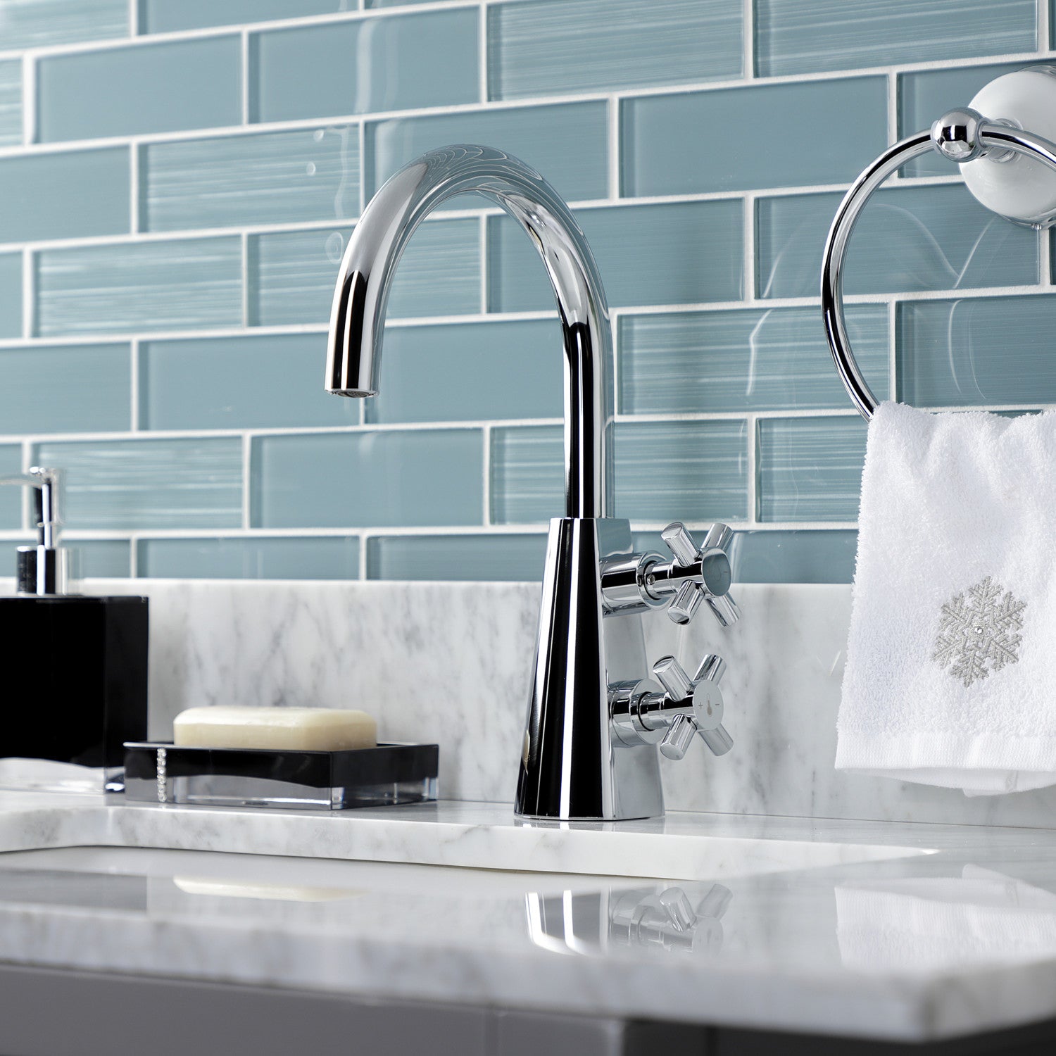 Kingston Sona KS2291DX - Constantine Two-Handle 1-Hole Bathroom Faucet with Push Pop-Up Drain, Polished Chrome — thumbnail 3