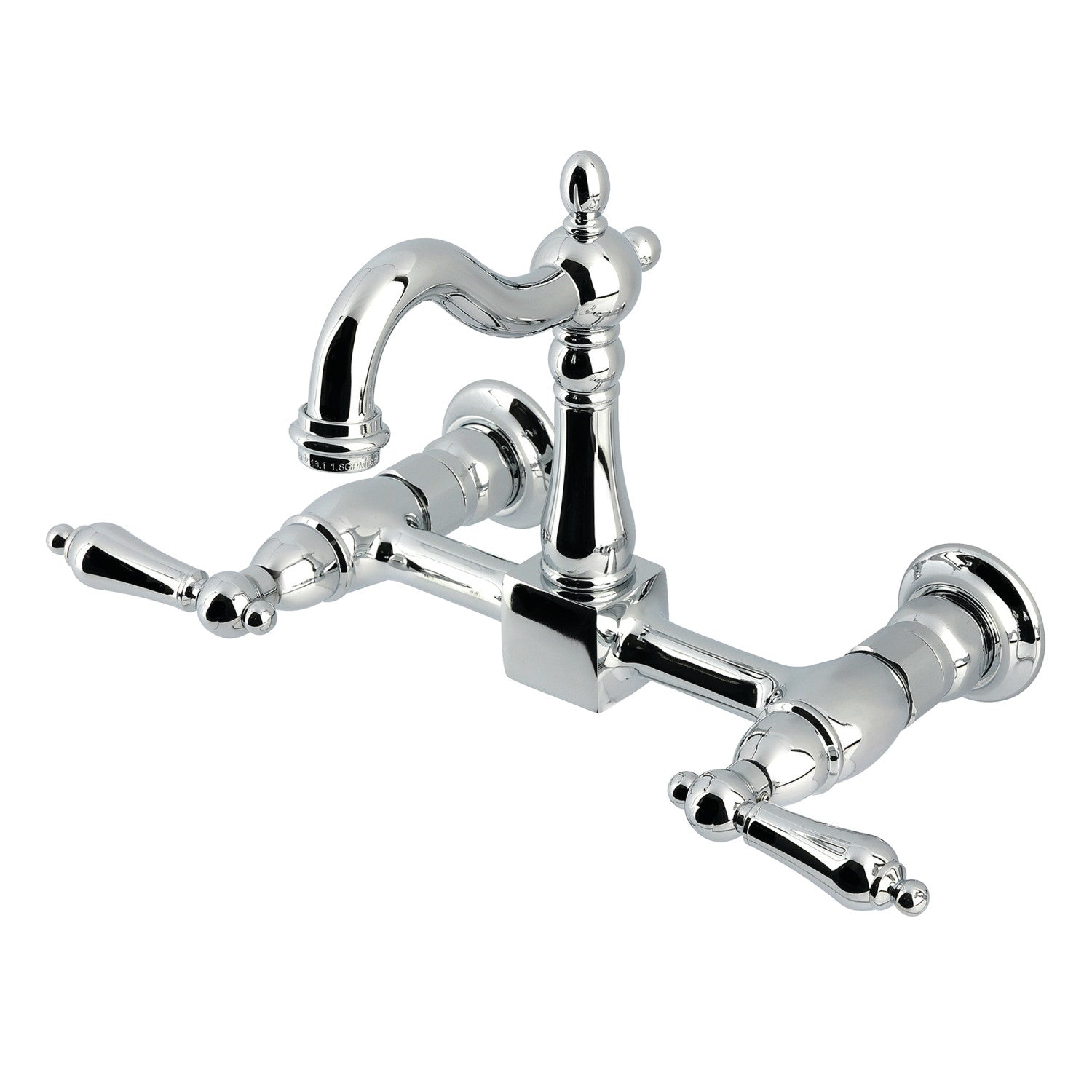 Kingston Heirloom KS2441AL - Heritage Two-Handle 2-Hole Wall Mount Bridge Kitchen Faucet, Polished Chrome