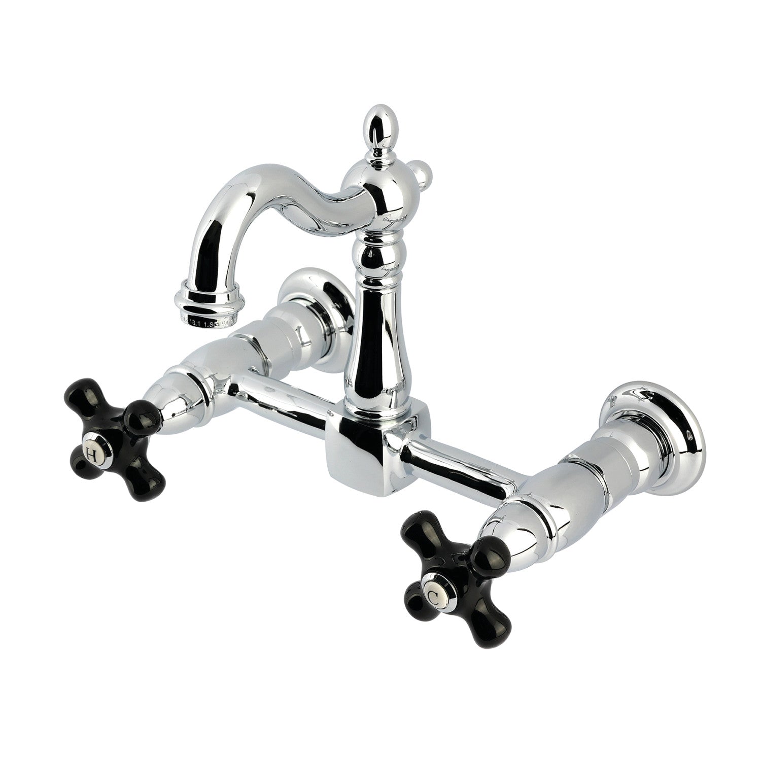 Kingston Heirloom KS2441PKX - Duchess Two-Handle 2-Hole Wall Mount Bridge Kitchen Faucet, Polished Chrome