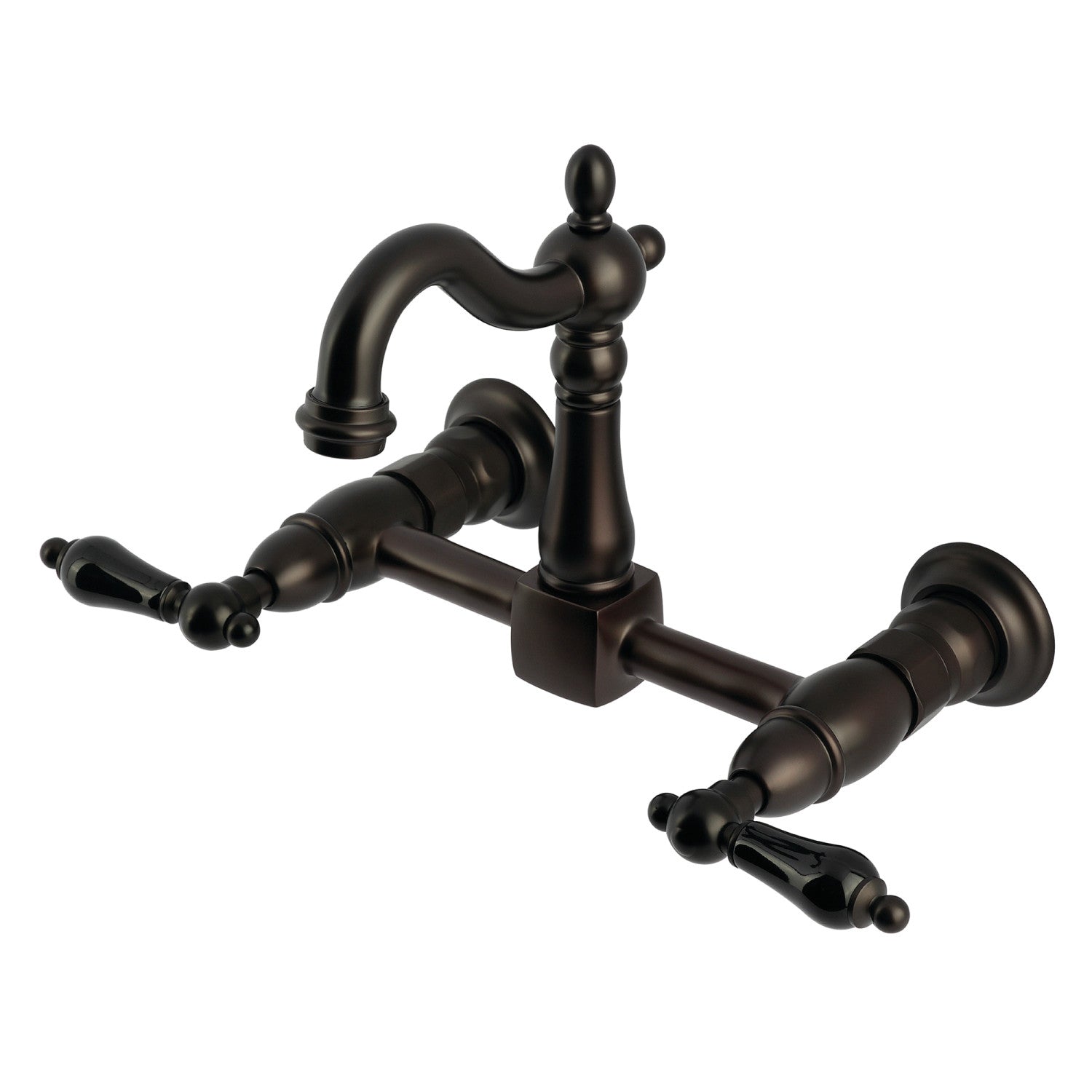 Kingston Heirloom KS2445PKL - Duchess Two-Handle 2-Hole Wall Mount Bridge Kitchen Faucet, Oil Rubbed Bronze
