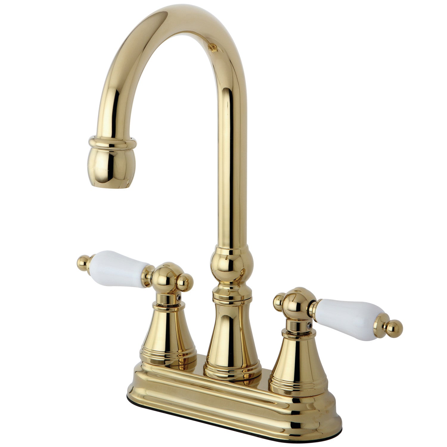 Kingston Tulare KS2492PL - Governor Two-Handle 2-Hole Deck Mount Bar Faucet, Polished Brass