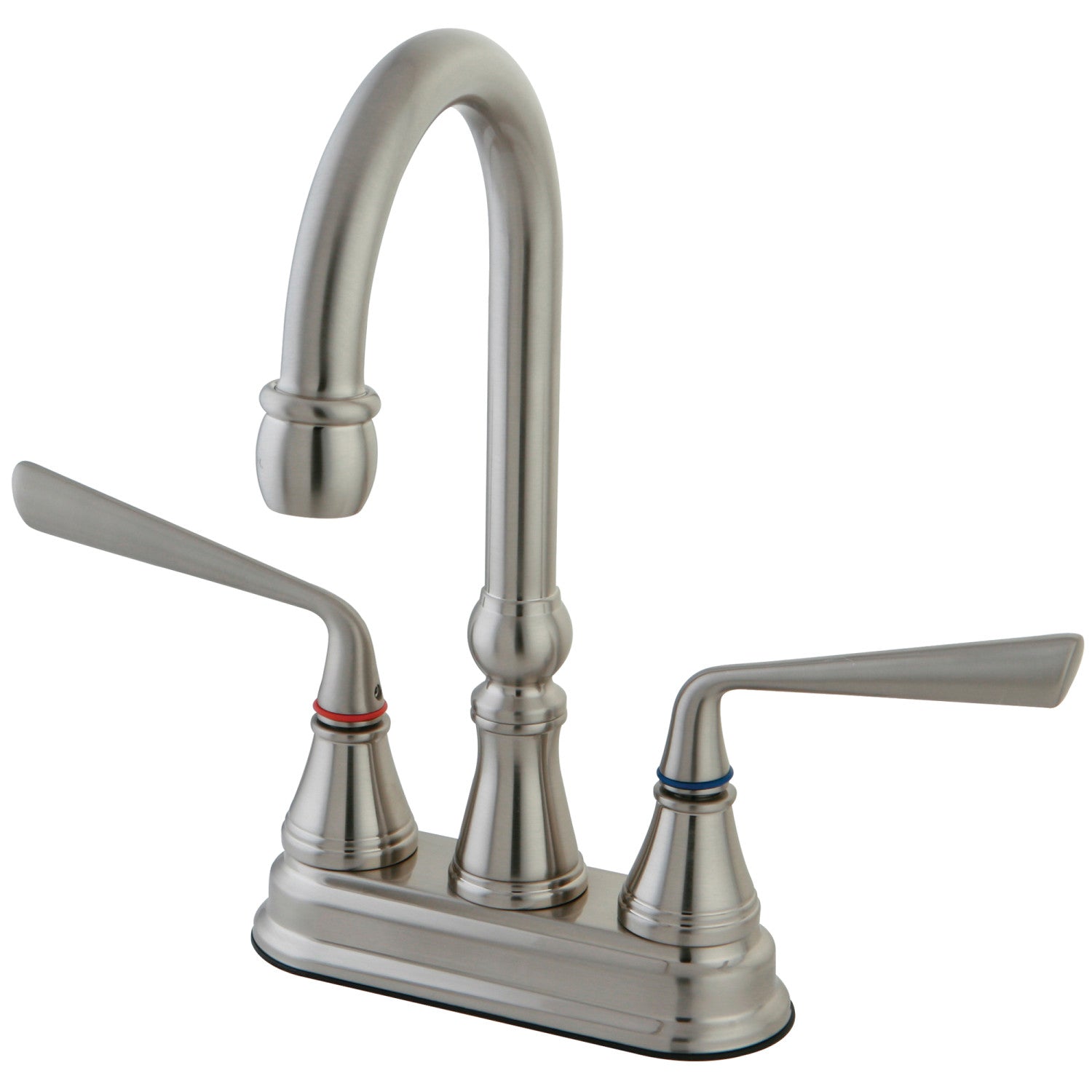 Kingston Tulare KS2498ZL - Silver Sage Two-Handle 2-Hole Deck Mount Bar Faucet, Brushed Nickel