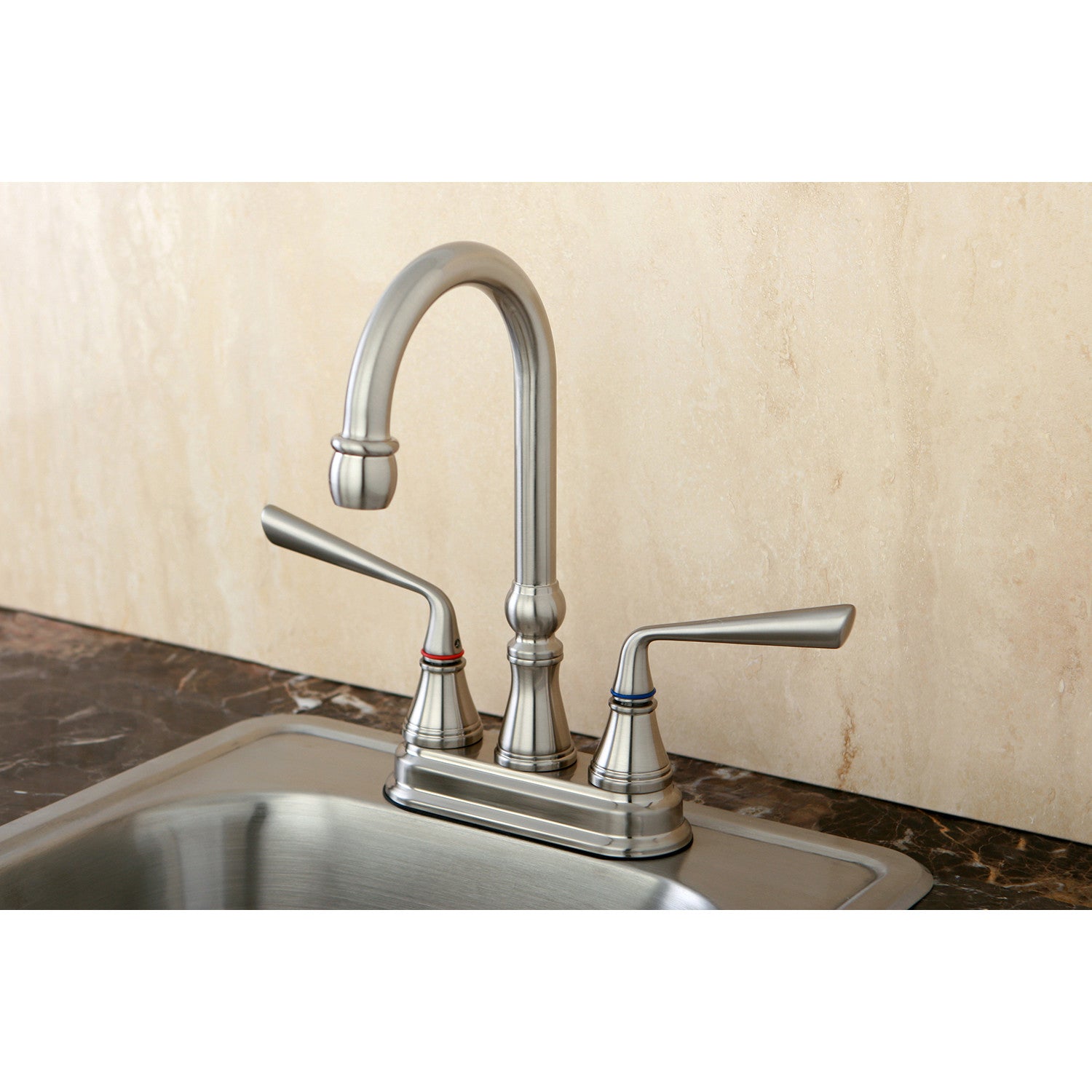 Kingston Tulare KS2498ZL - Silver Sage Two-Handle 2-Hole Deck Mount Bar Faucet, Brushed Nickel — thumbnail 2