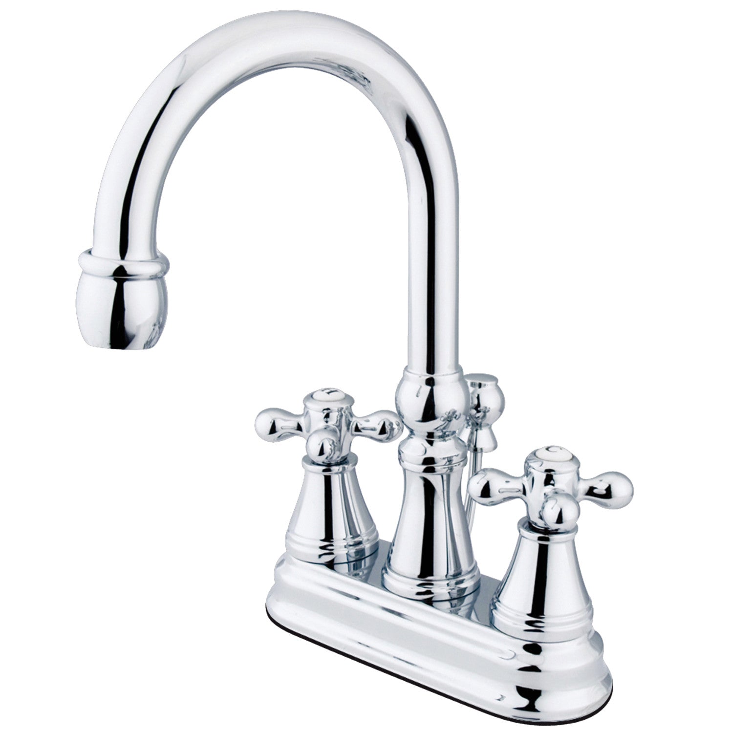 Kingston Tulare KS2611AX - Restoration Double-Handle 3-Hole Deck Mount 4-Inch Centerset Bathroom Faucet with Brass Pop-Up, Polished Chrome