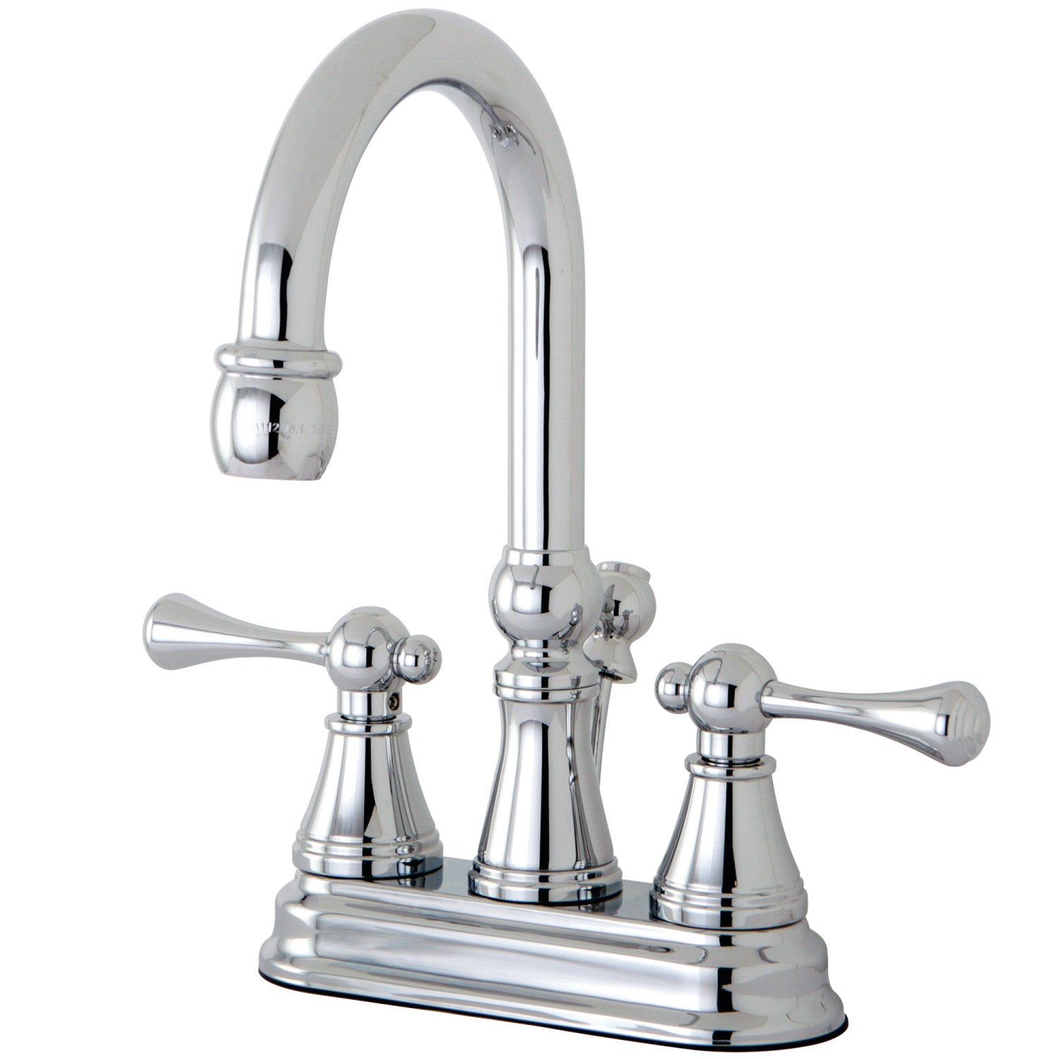 Kingston Tulare KS2611BL - Restoration Double-Handle 3-Hole Deck Mount 4-Inch Centerset Bathroom Faucet with Brass Pop-Up, Polished Chrome