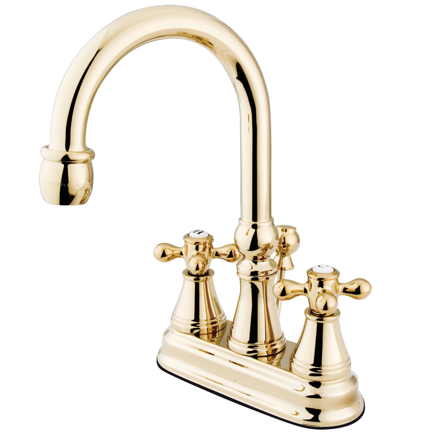 Kingston Tulare KS2612AX - Restoration Double-Handle 3-Hole Deck Mount 4-Inch Centerset Bathroom Faucet with Brass Pop-Up, Polished Brass