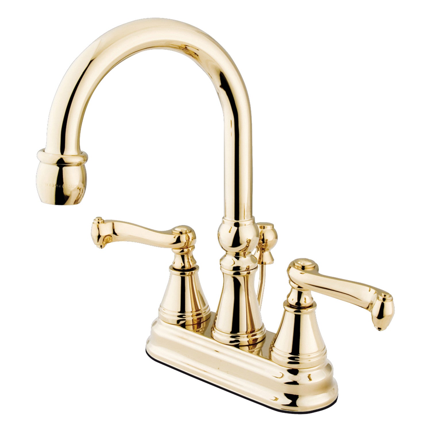 Kingston Tulare KS2612FL - Royale Double-Handle 3-Hole Deck Mount 4-Inch Centerset Bathroom Faucet with Brass Pop-Up, Polished Brass