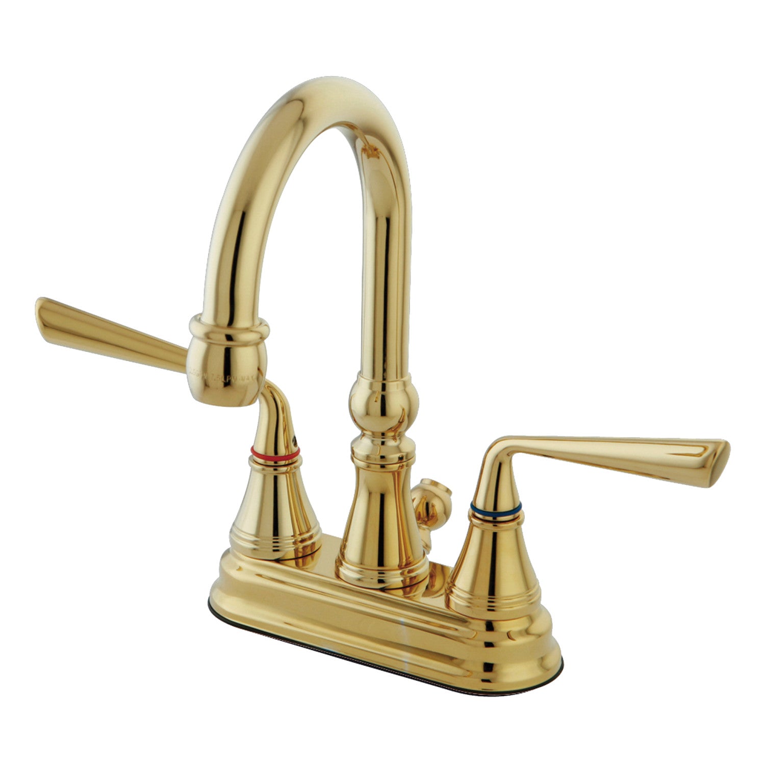 Kingston Tulare KS2612ZL - Silver Sage Double-Handle 3-Hole Deck Mount 4-Inch Centerset Bathroom Faucet with Brass Pop-Up, Polished Brass