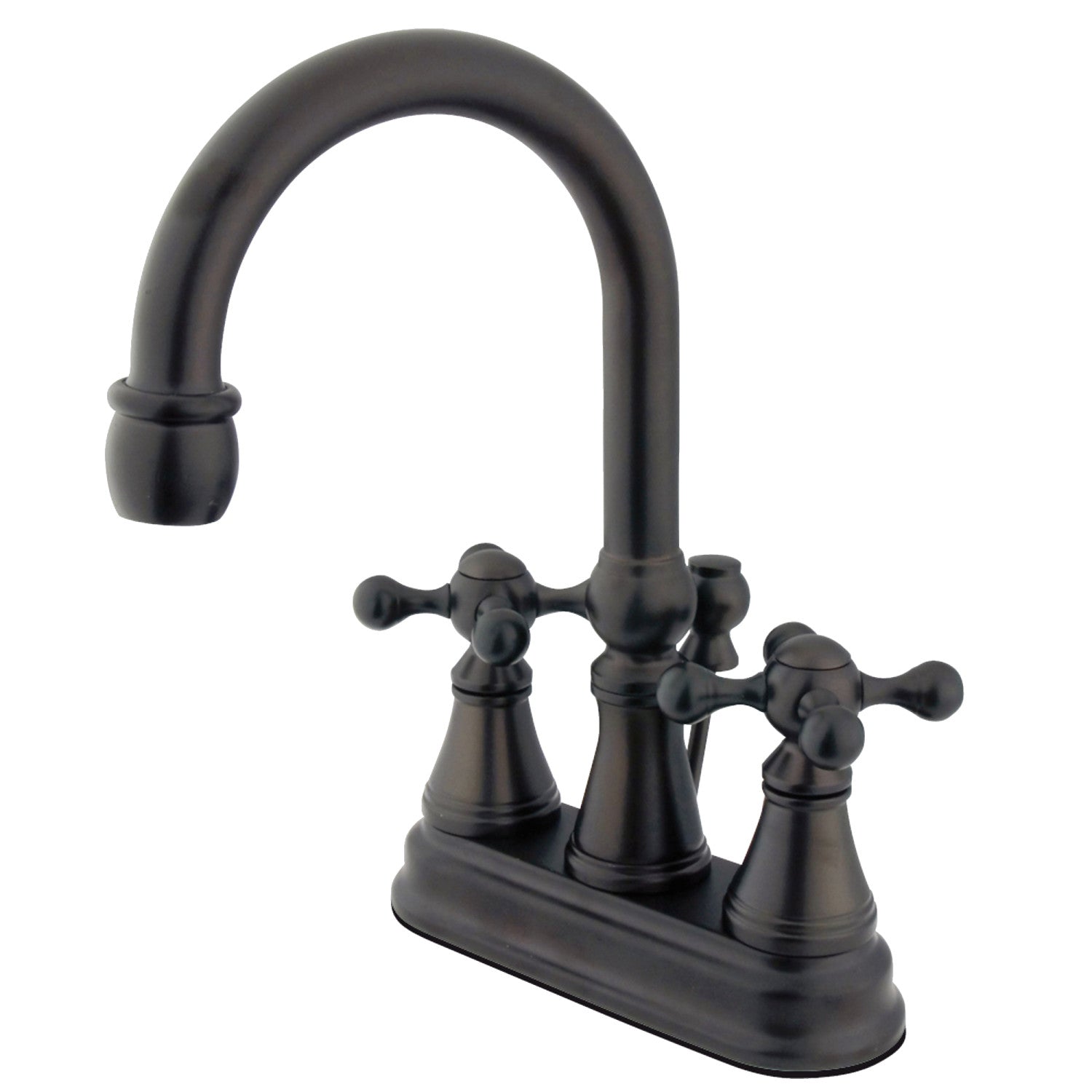Kingston Tulare KS2615KX - Governor Double-Handle 3-Hole Deck Mount 4-Inch Centerset Bathroom Faucet with Brass Pop-Up, Oil Rubbed Bronze